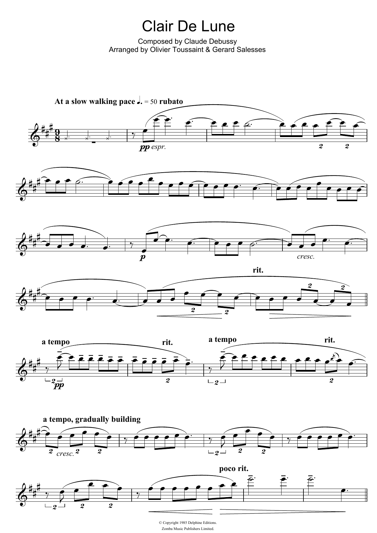 Clair De Lune (Alto Sax Solo) von Claude Debussy