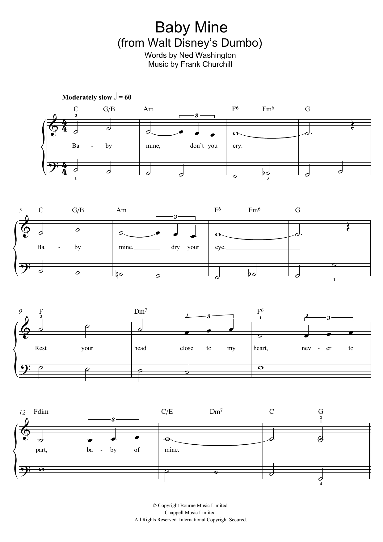 Baby Mine (from Dumbo) (Beginner Piano) von Frank Churchill & Ned Washington