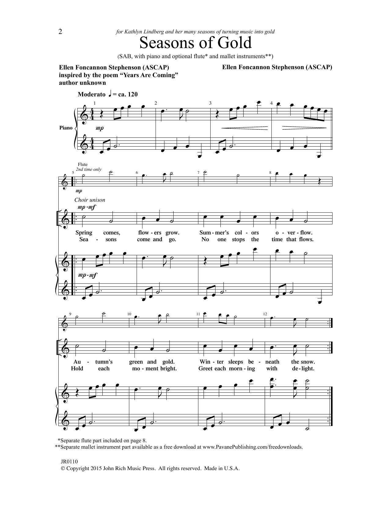 Seasons of Gold (SAB Choir) von Ellen Foncannon Stephenson