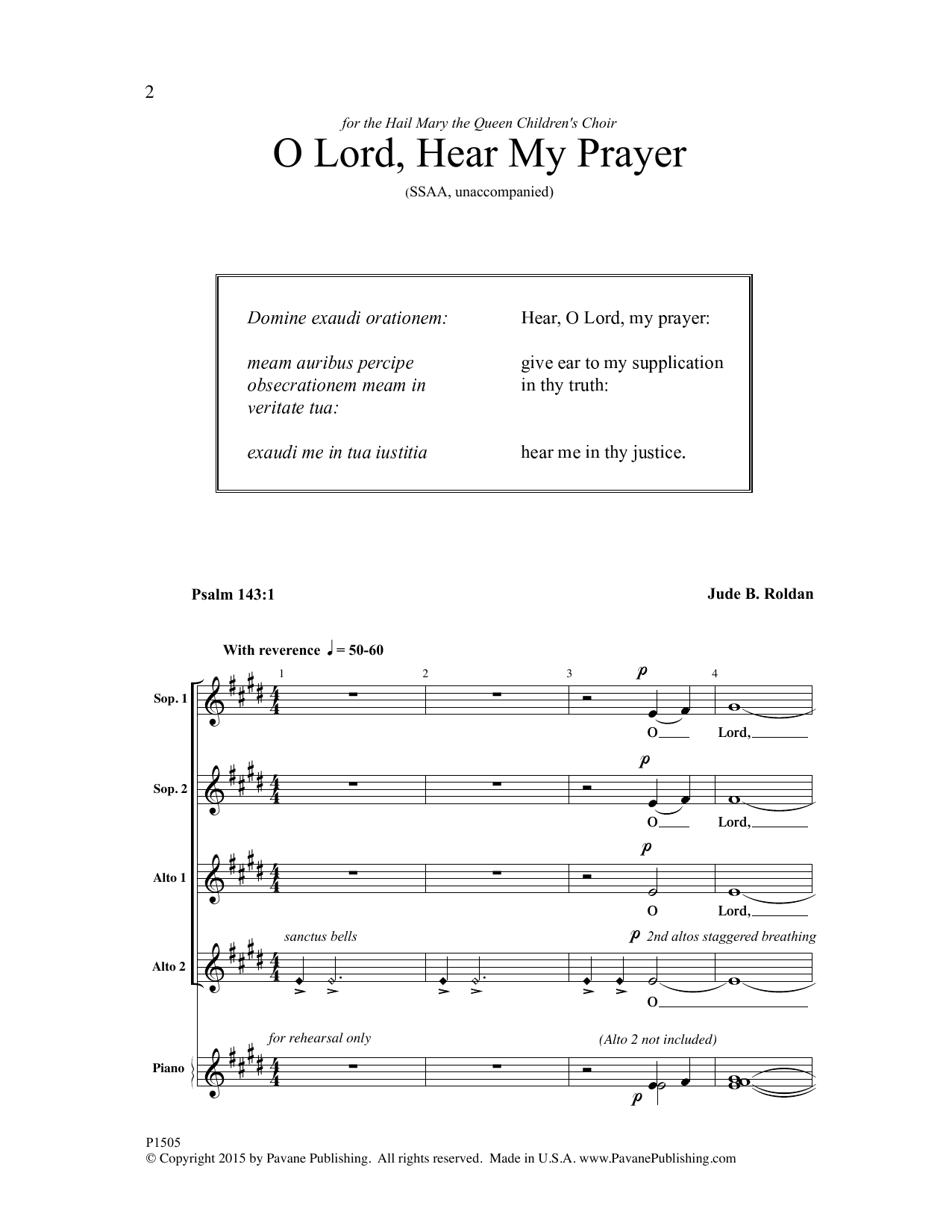 O Lord, Hear My Prayer (SSAA Choir) von Jude Roldan