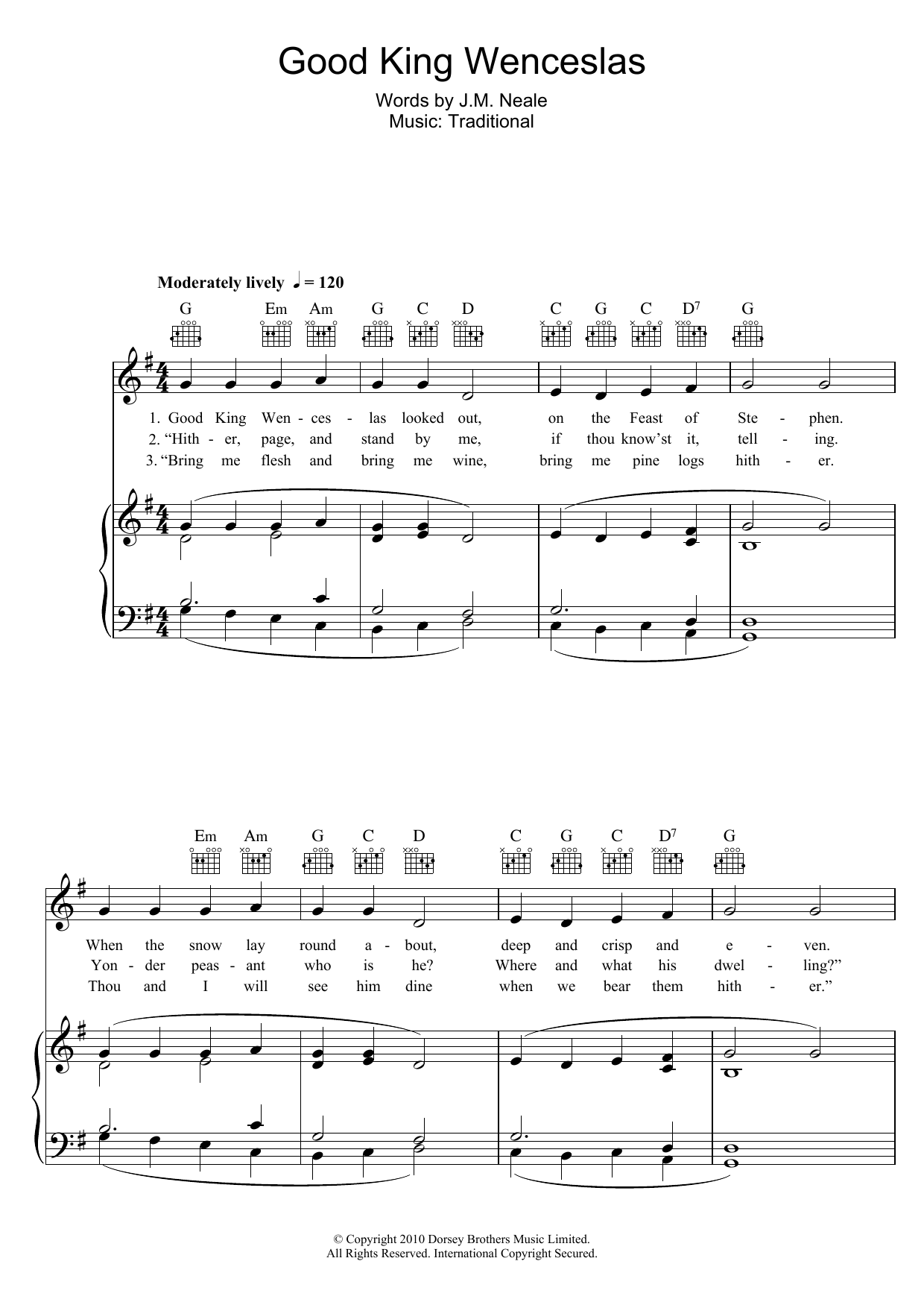 Good King Wenceslas (Piano, Vocal & Guitar Chords) von Traditional Carol