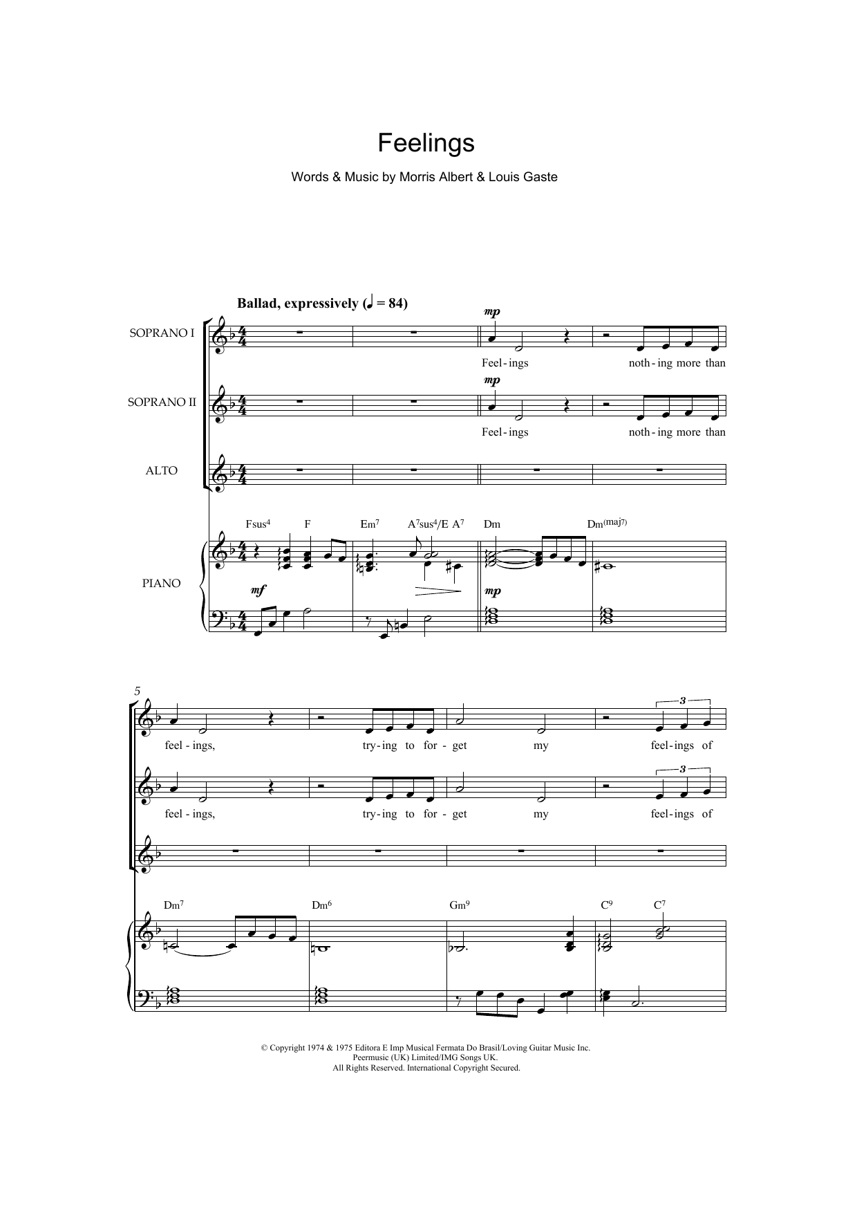 Feelings (SSA Choir) von Morris Albert