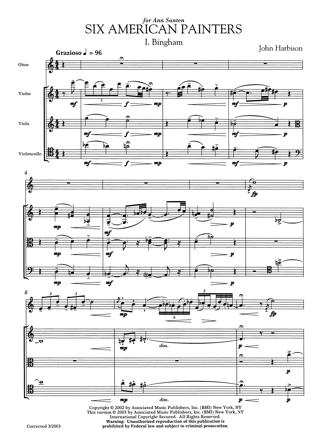 Six American Painters (oboe version) (Performance Ensemble) von John Harbison