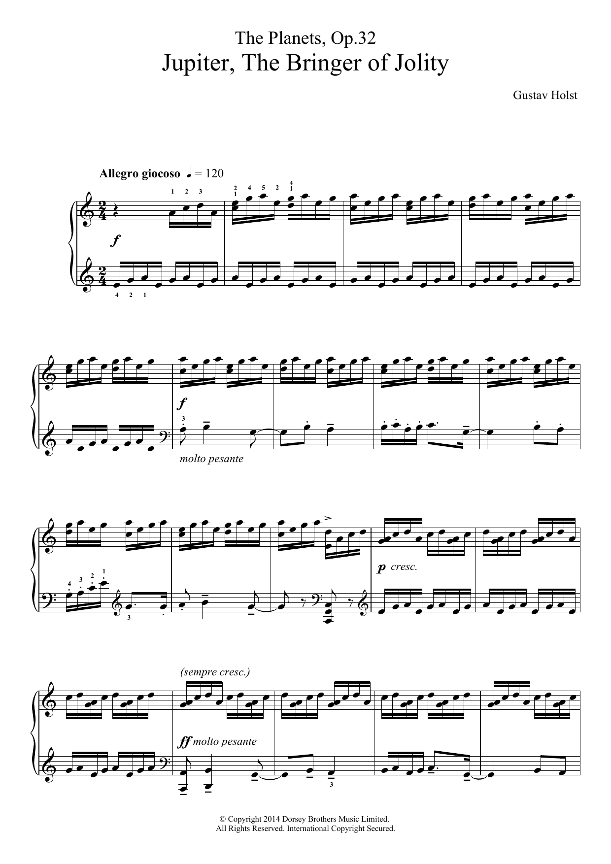 The Planets, Op. 32: Jupiter, the Bringer of Jollity (Piano Solo) von Gustav Holst