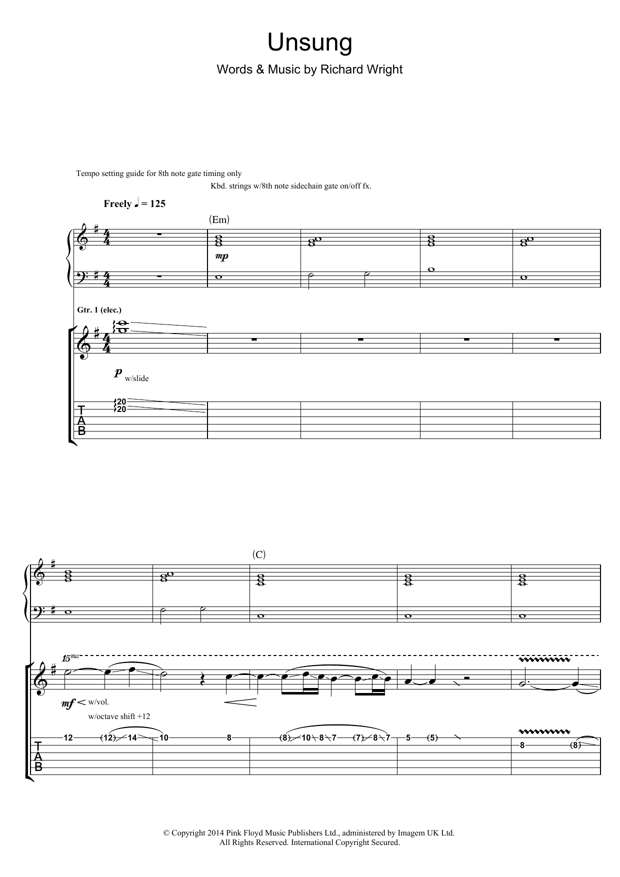 Unsung (Guitar Tab) von Pink Floyd