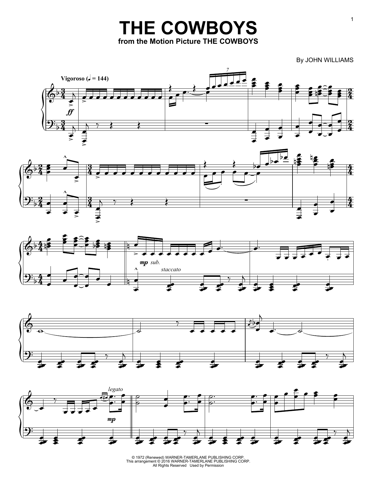 The Cowboys (Piano Solo) von John Williams