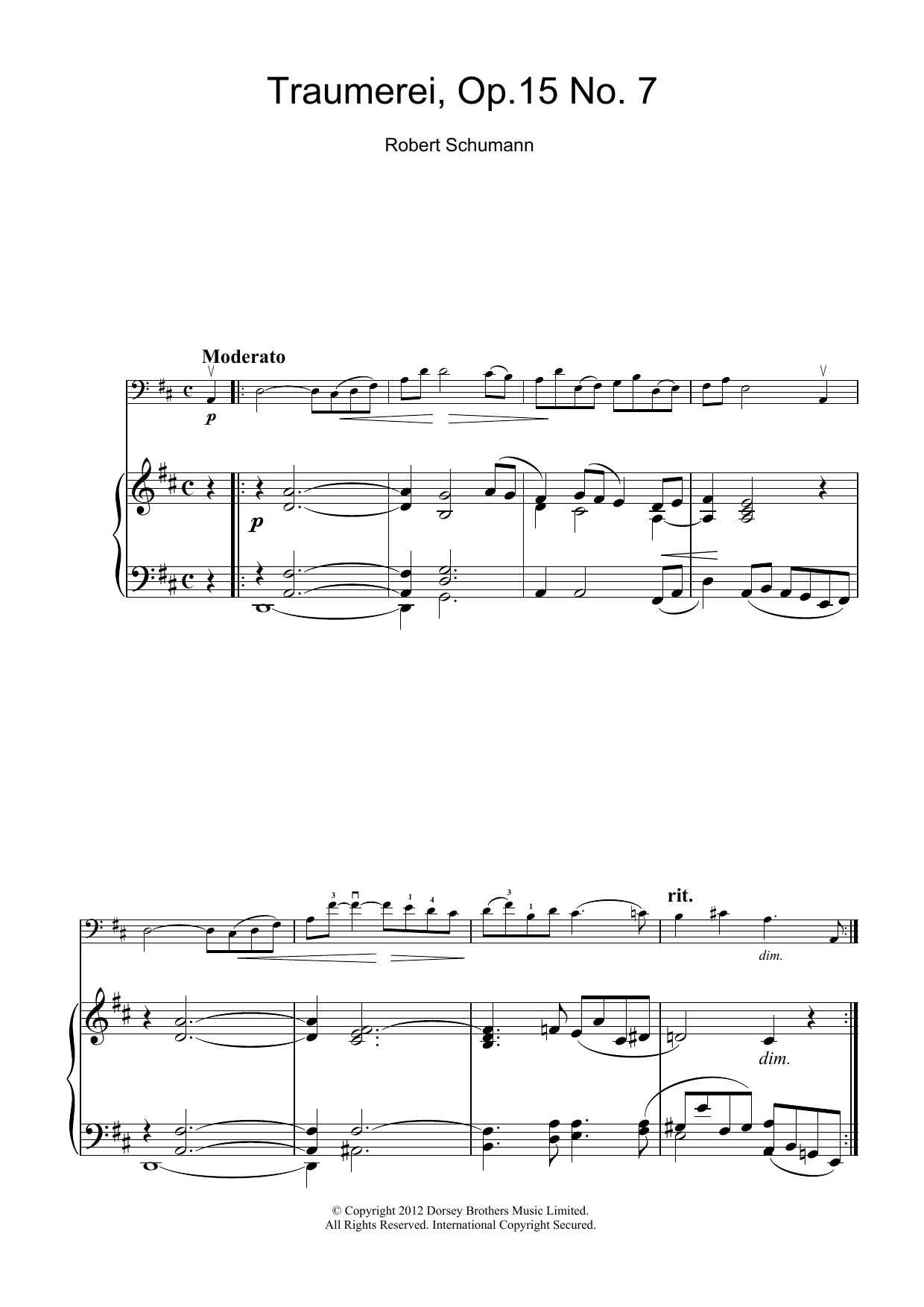 Traumerei Op.15 No.7 (Cello Solo) von Robert Schumann