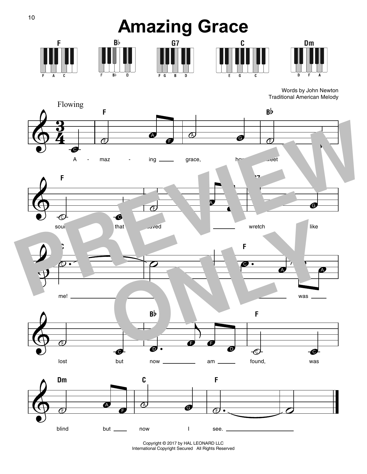 Amazing Grace (Super Easy Piano) von John Newton
