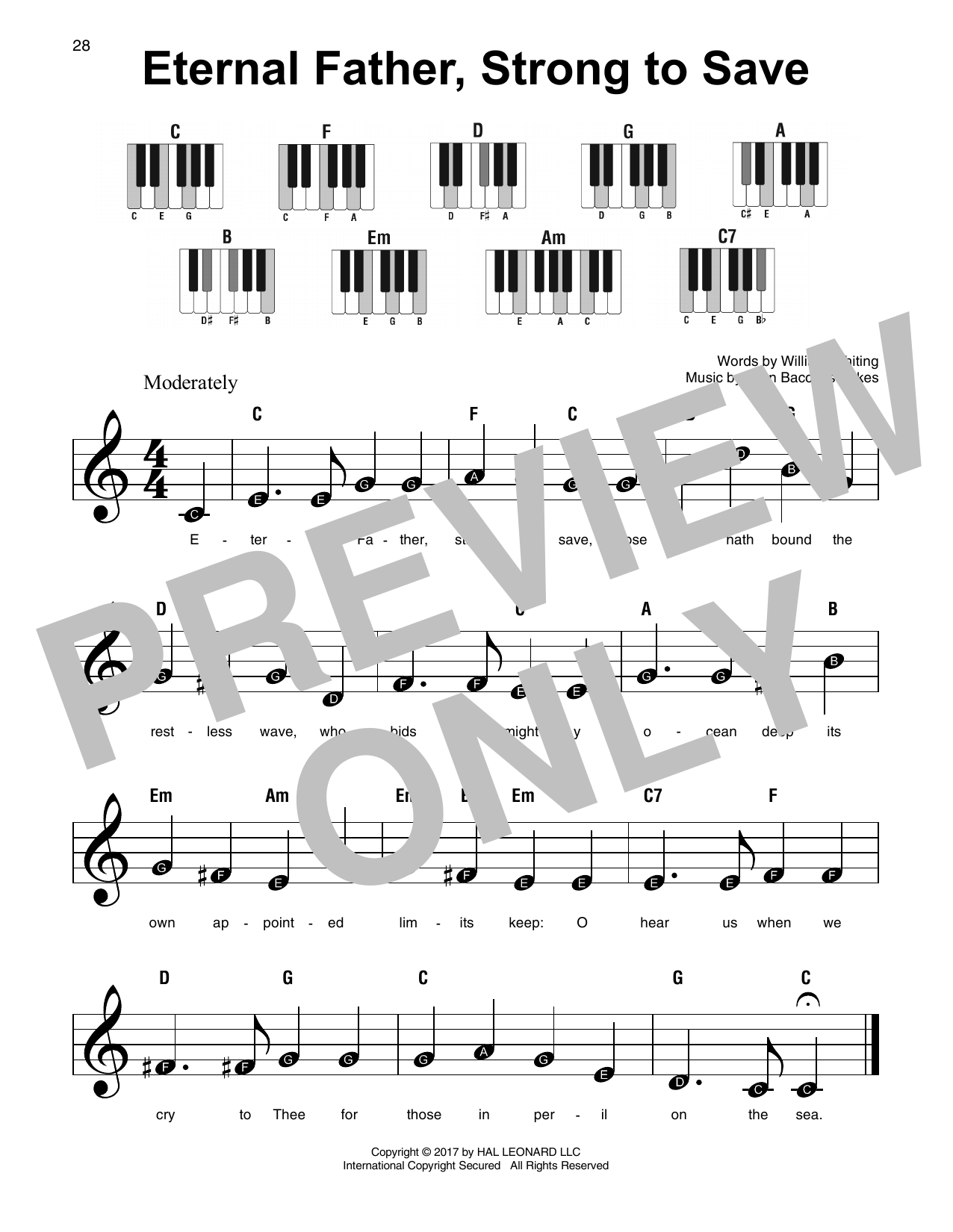 Eternal Father, Strong To Save (Super Easy Piano) von William Whiting