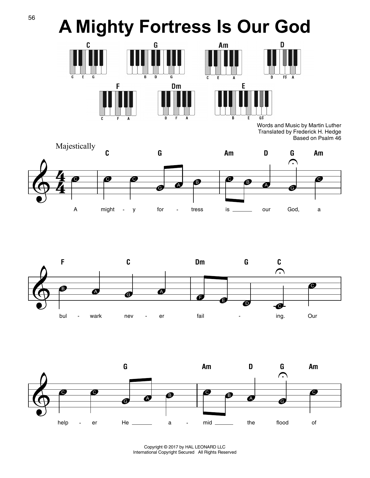 A Mighty Fortress Is Our God (Super Easy Piano) von Frederick H. Hedge