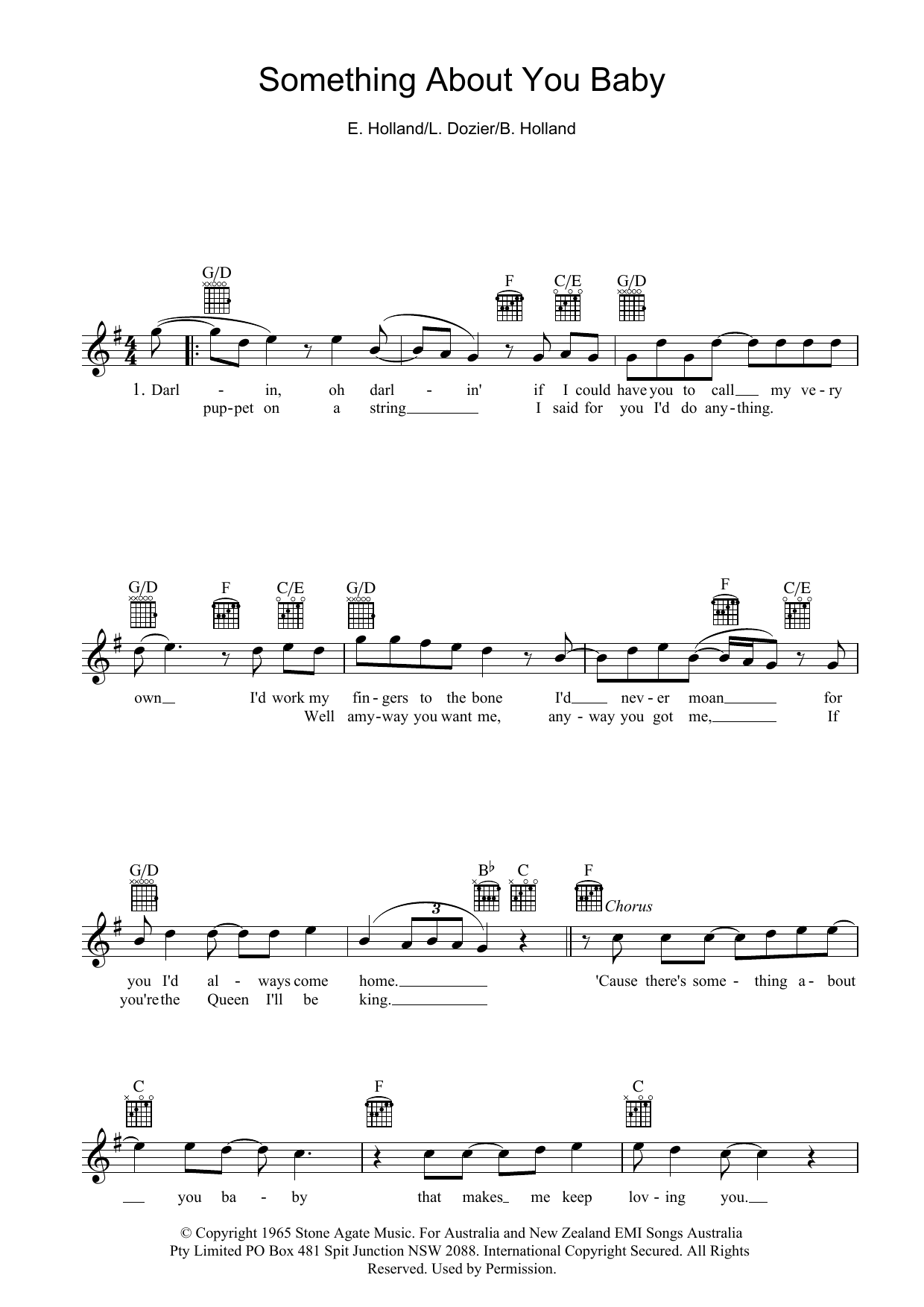 Something About You Baby (Lead Sheet / Fake Book) von Holland-Dozier-Holland