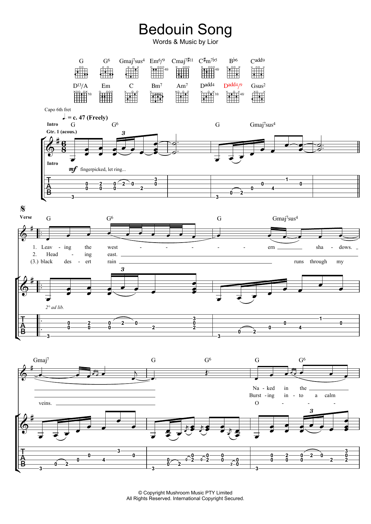 Bedouin Song (Guitar Tab) von Lior