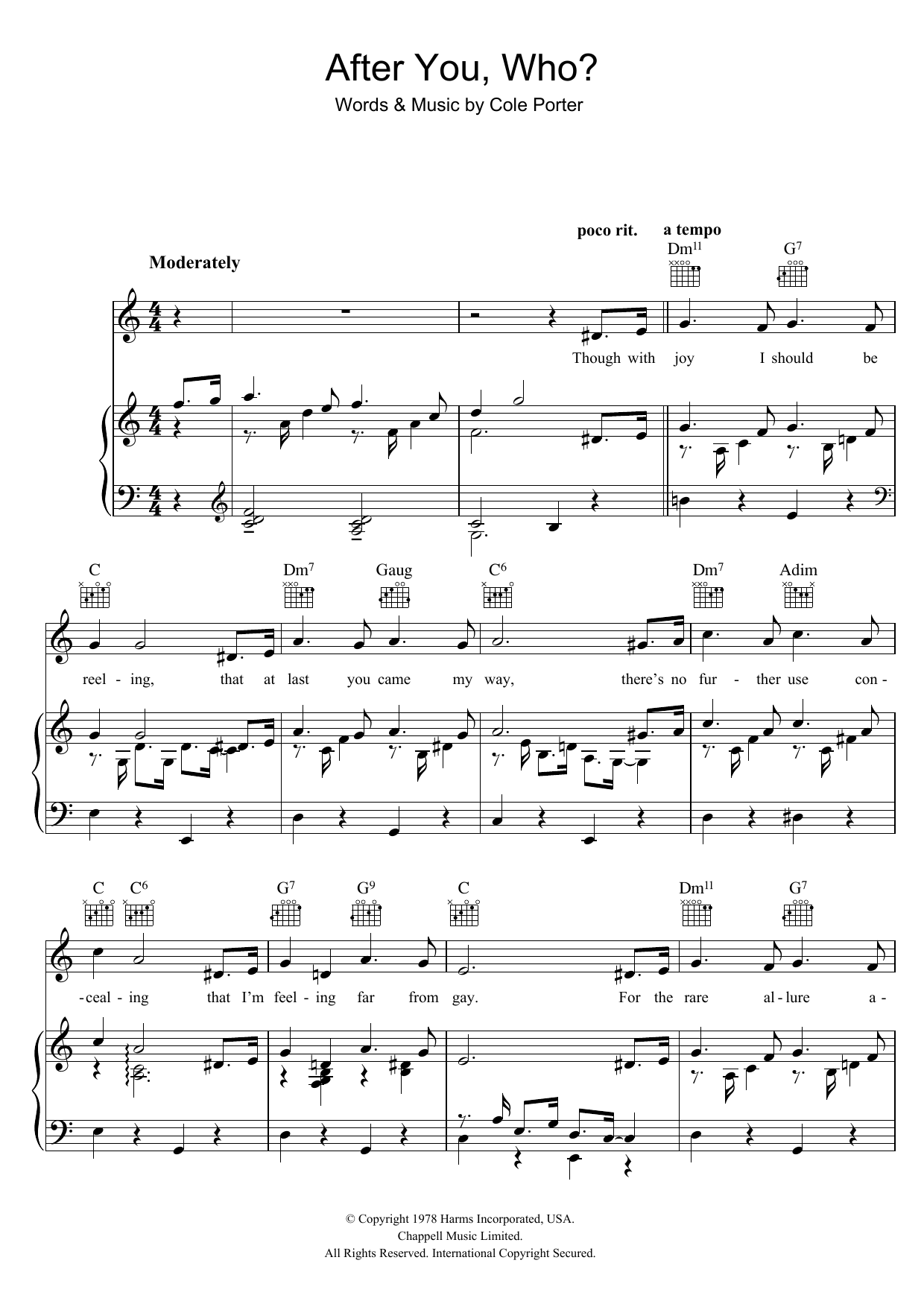 After You, Who? (Piano, Vocal & Guitar Chords) von Cole Porter