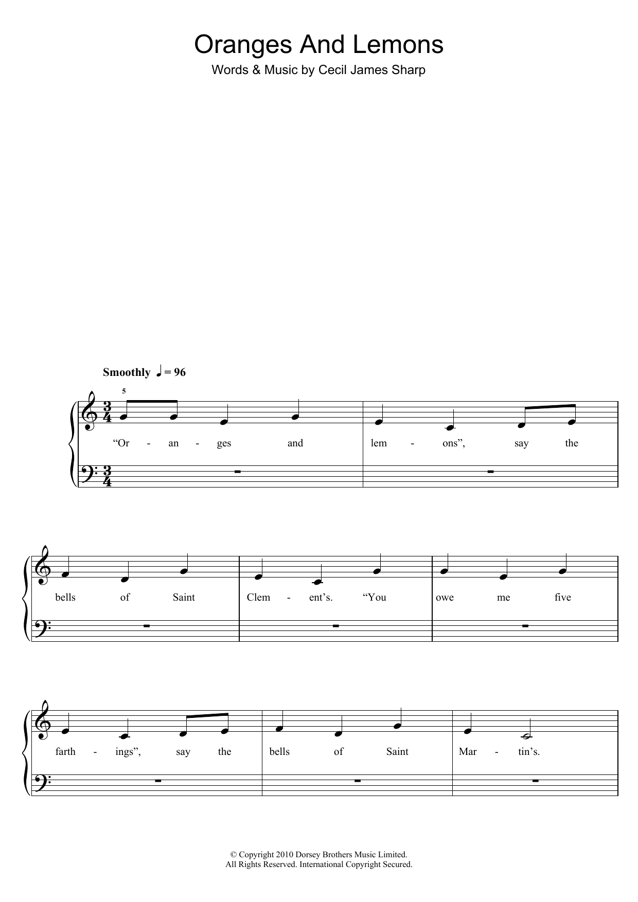Oranges And Lemons (5-Finger Piano) von Traditional Nursery Rhyme