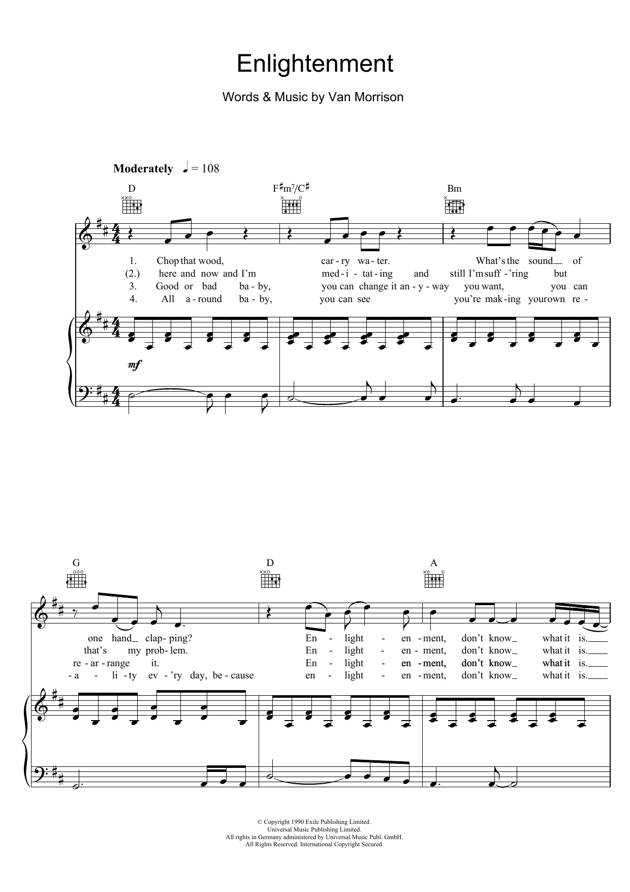 Enlightenment (Piano, Vocal & Guitar Chords) von Van Morrison