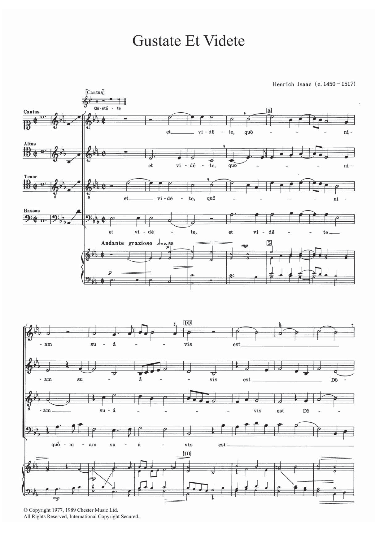 Gustate Et Videte (SATB Choir) von Heinrich Isaac