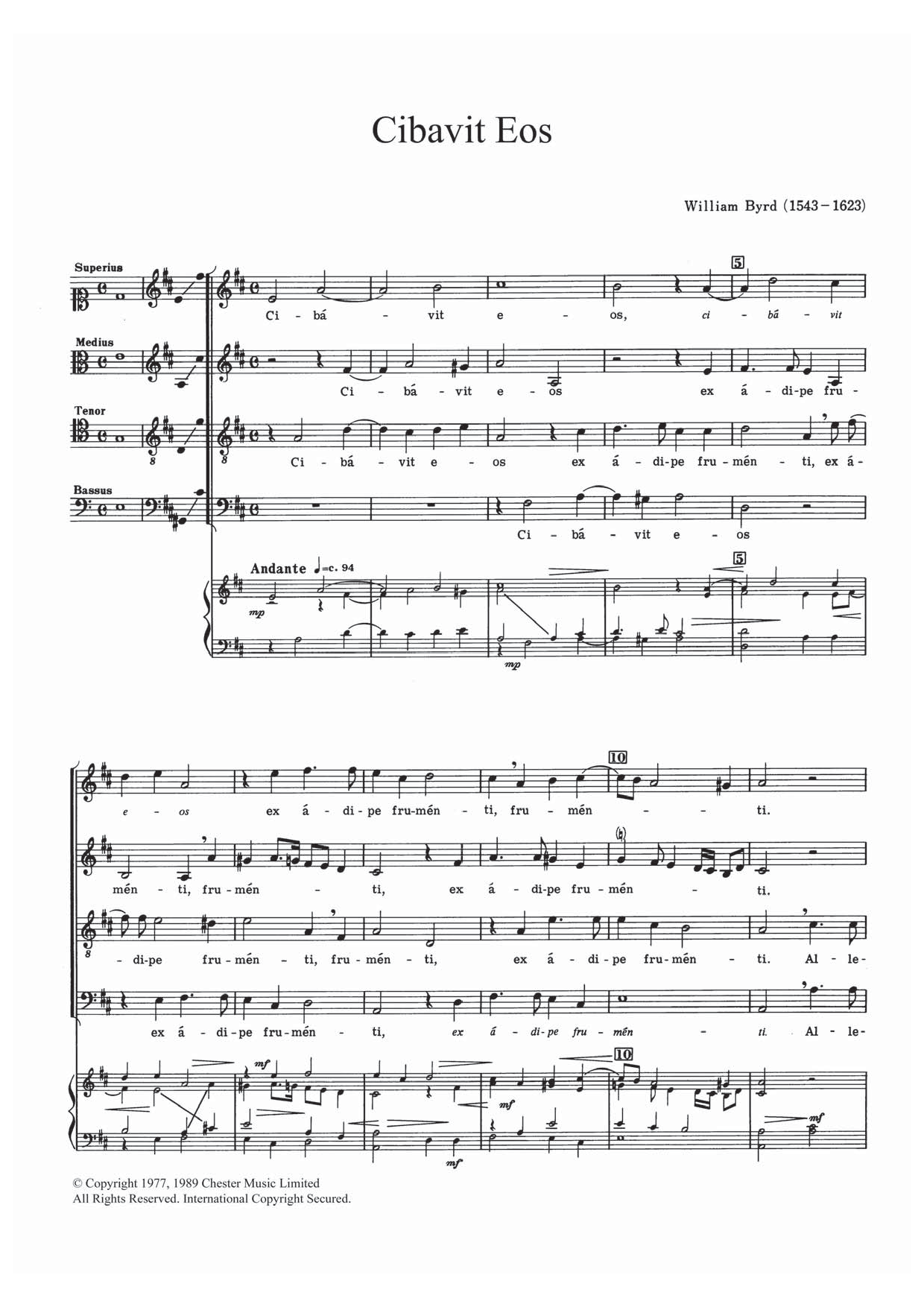 Cibavit Eos (SATB Choir) von William Byrd