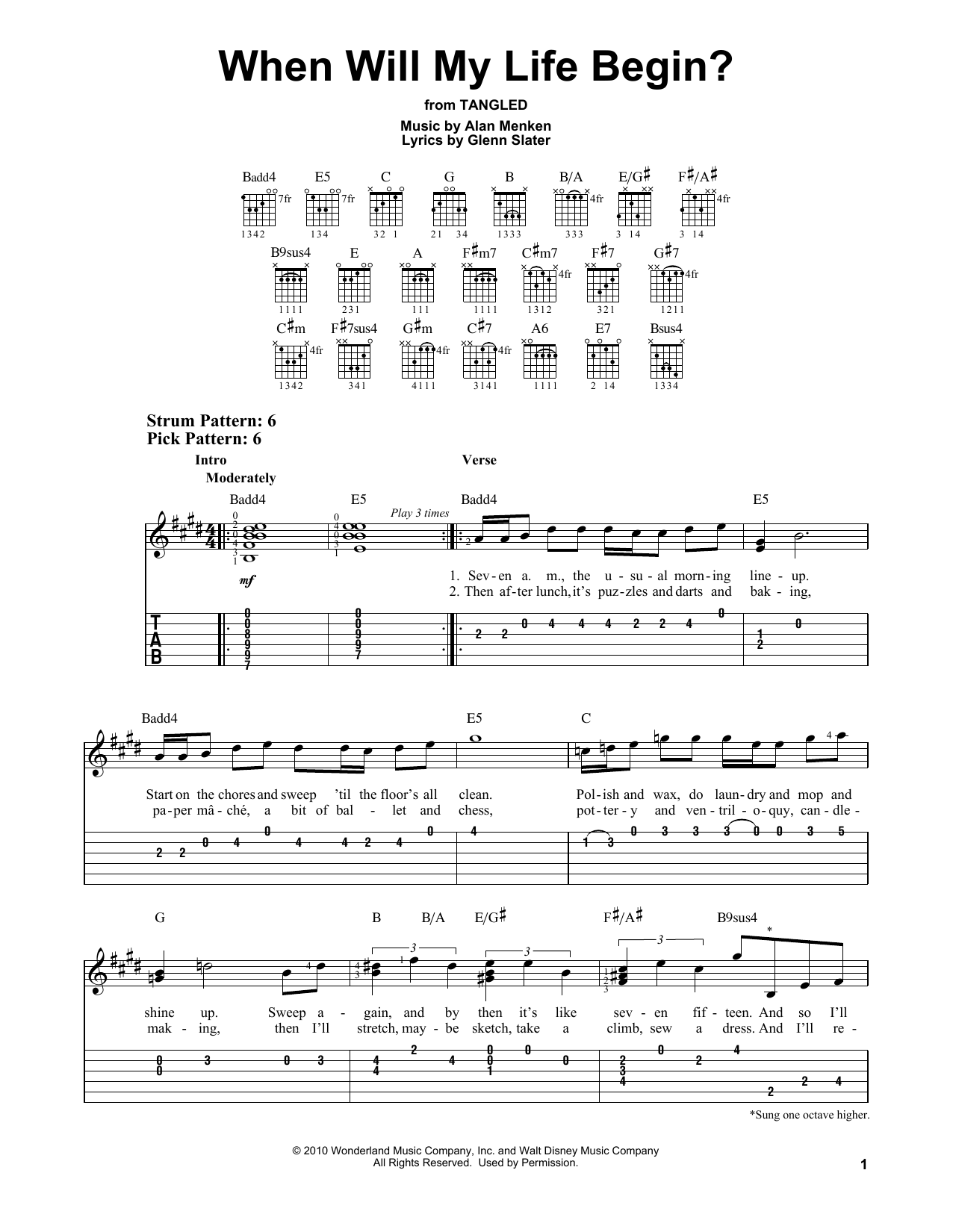 When Will My Life Begin? (from Tangled) (Easy Guitar Tab) von Mandy Moore