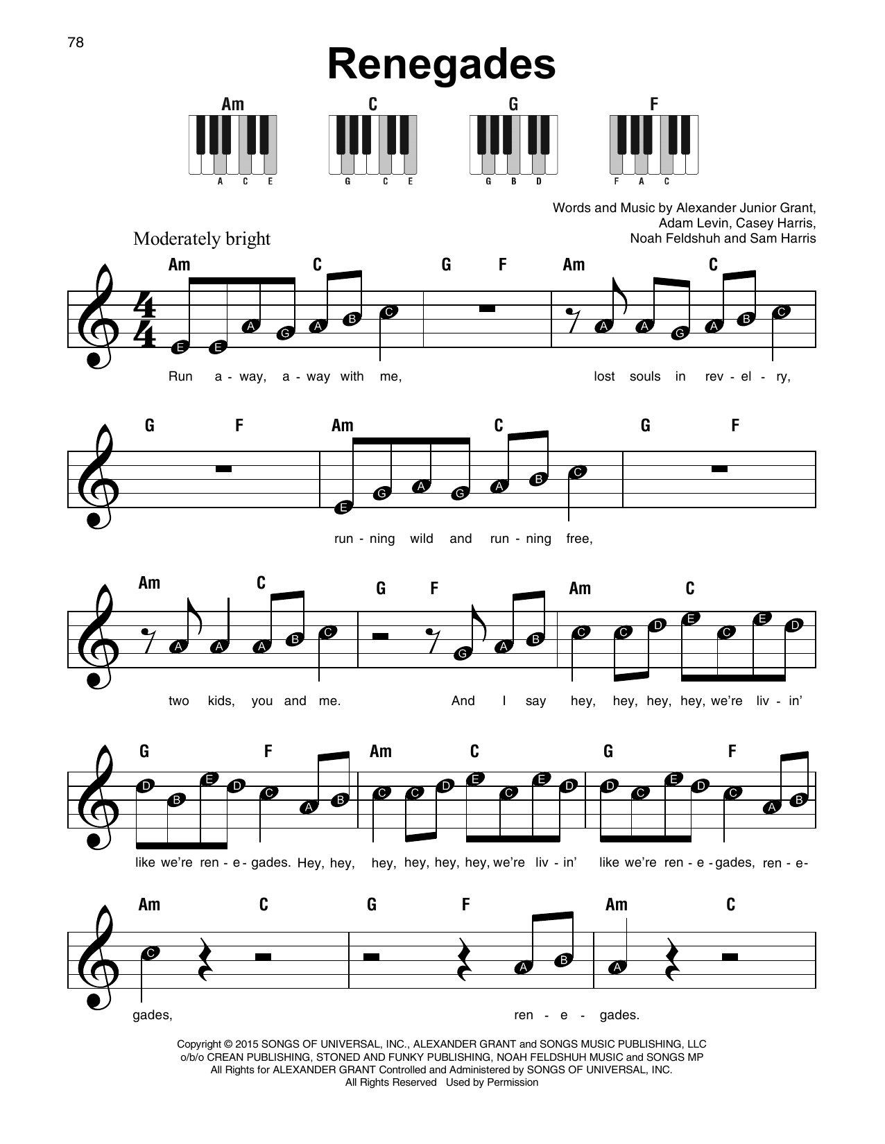 Renegades (Super Easy Piano) von X Ambassadors