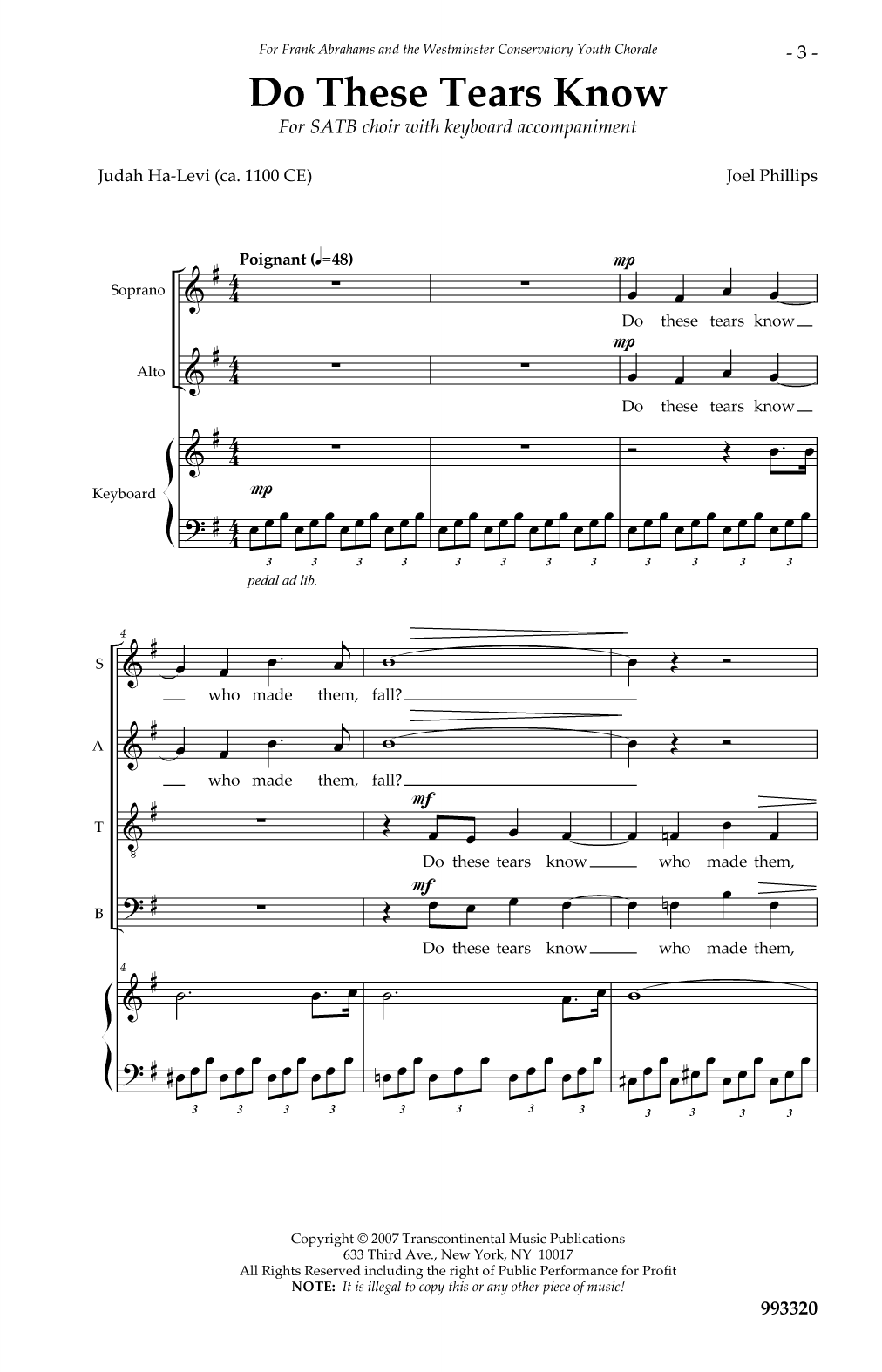 Do These Tears Know (SATB Choir) von Joel Phillips
