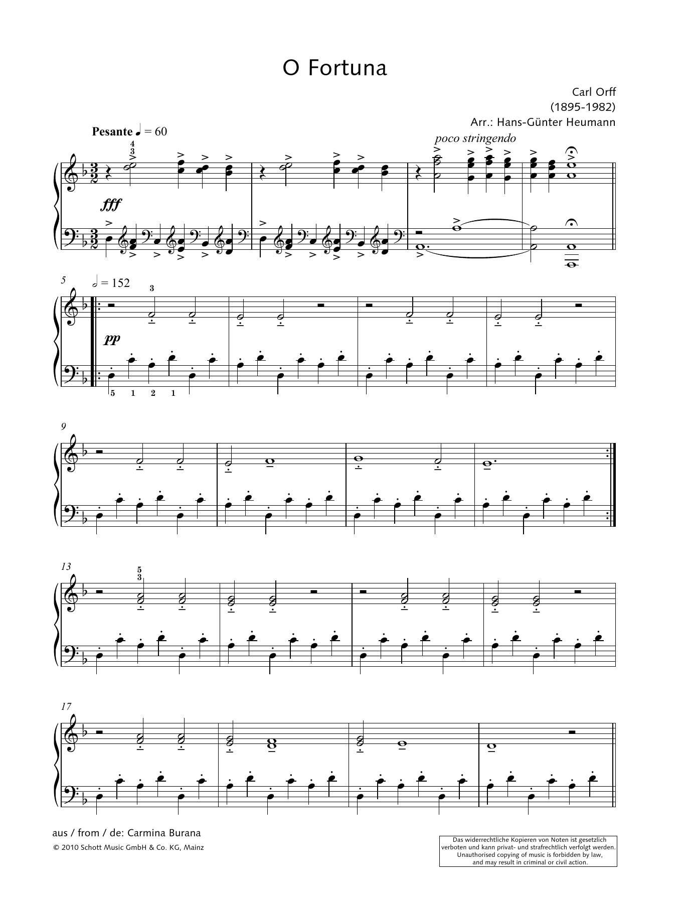 O Fortuna (Piano Solo) von Hans-Gunter Heumann