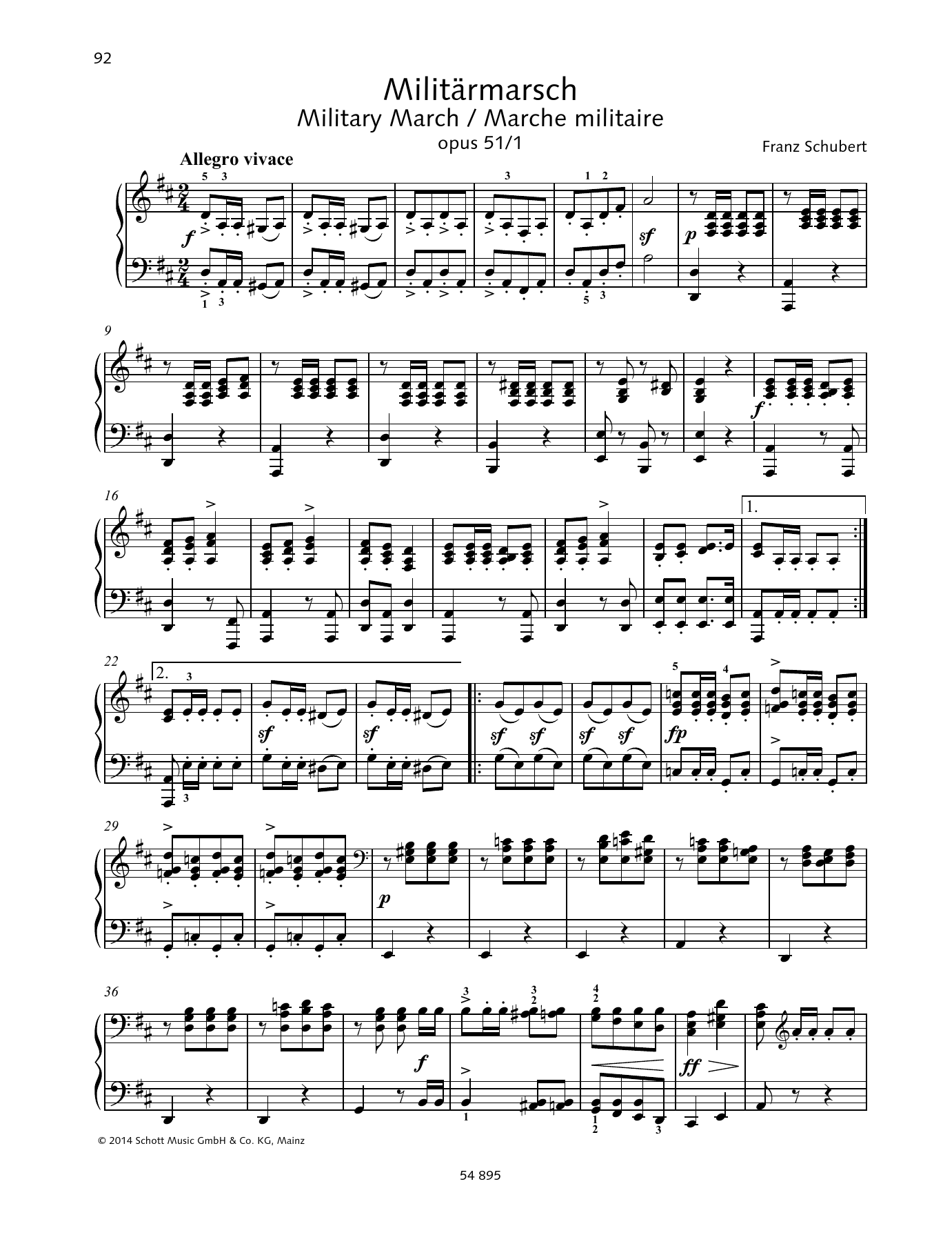 Military March (Piano Duet) von Franz Schubert