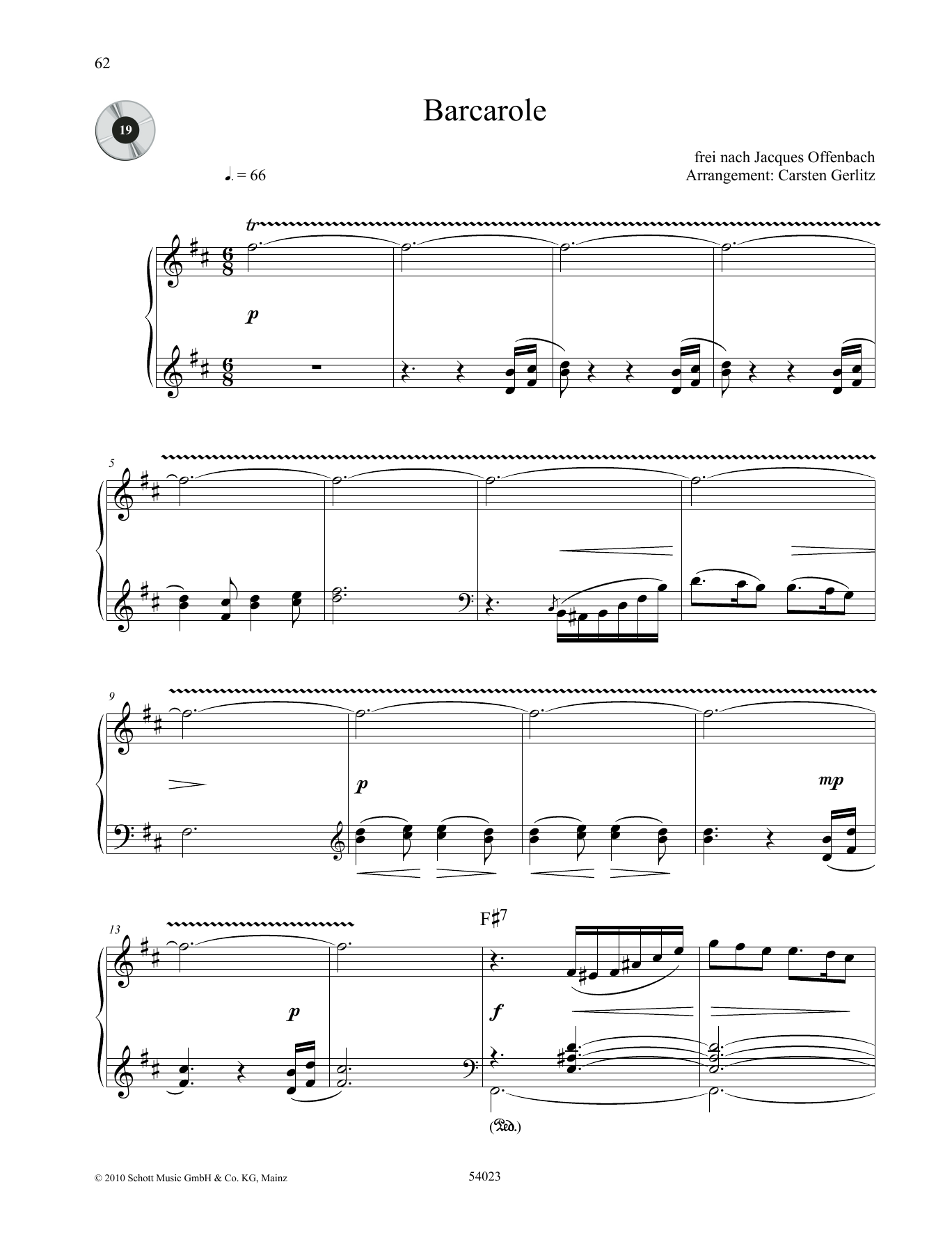 Barcarole (Piano Solo) von Jacques Offenbach