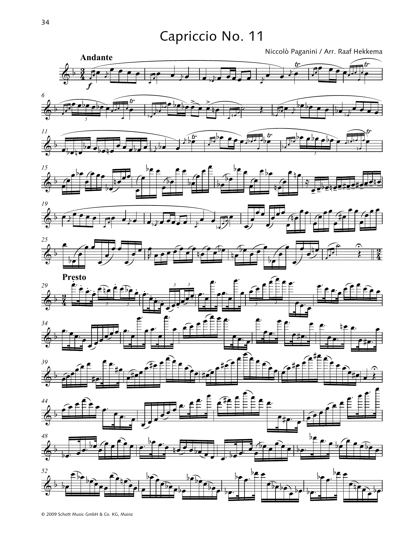 Capriccio No. 11 (Woodwind Solo) von Niccolo Paganini