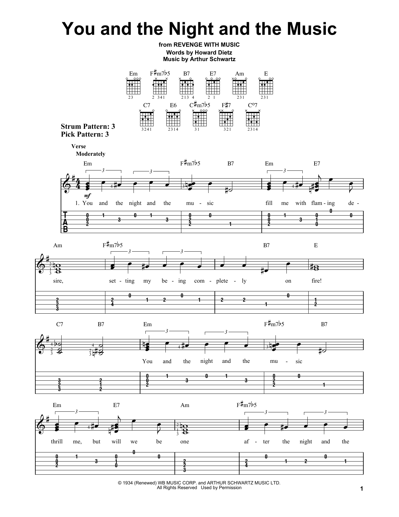 You And The Night And The Music (Easy Guitar Tab) von Howard Dietz