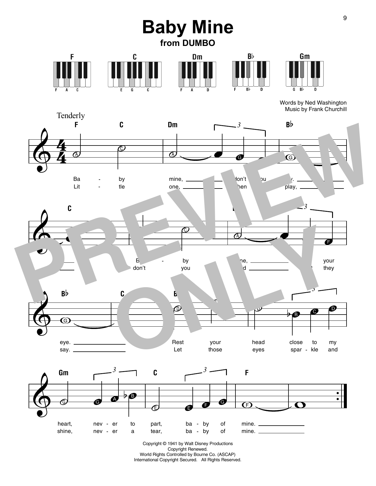 Baby Mine (from Dumbo) (Super Easy Piano) von Frank Churchill & Ned Washington