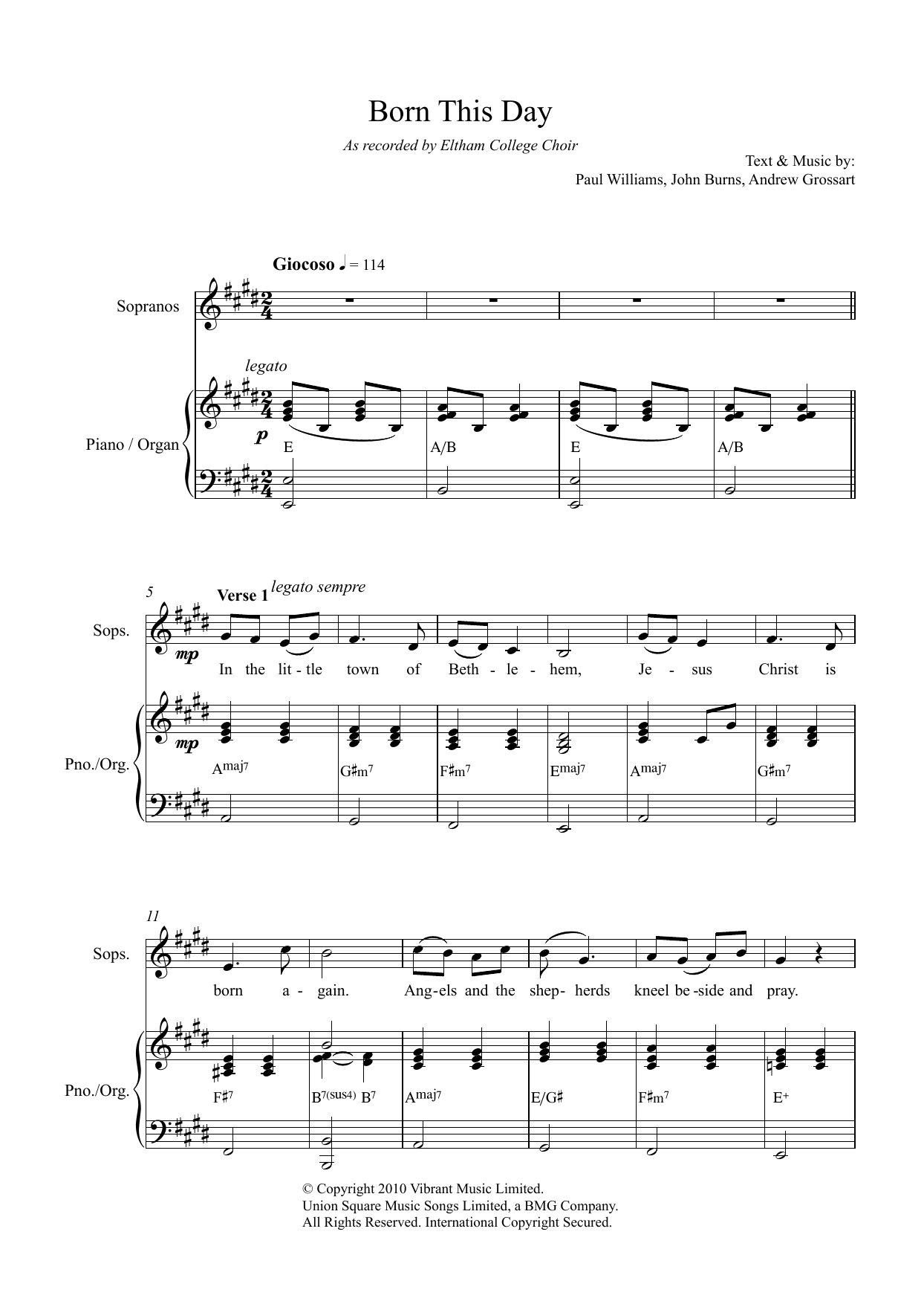 Born This Day (Unison Choir) von Paul Williams