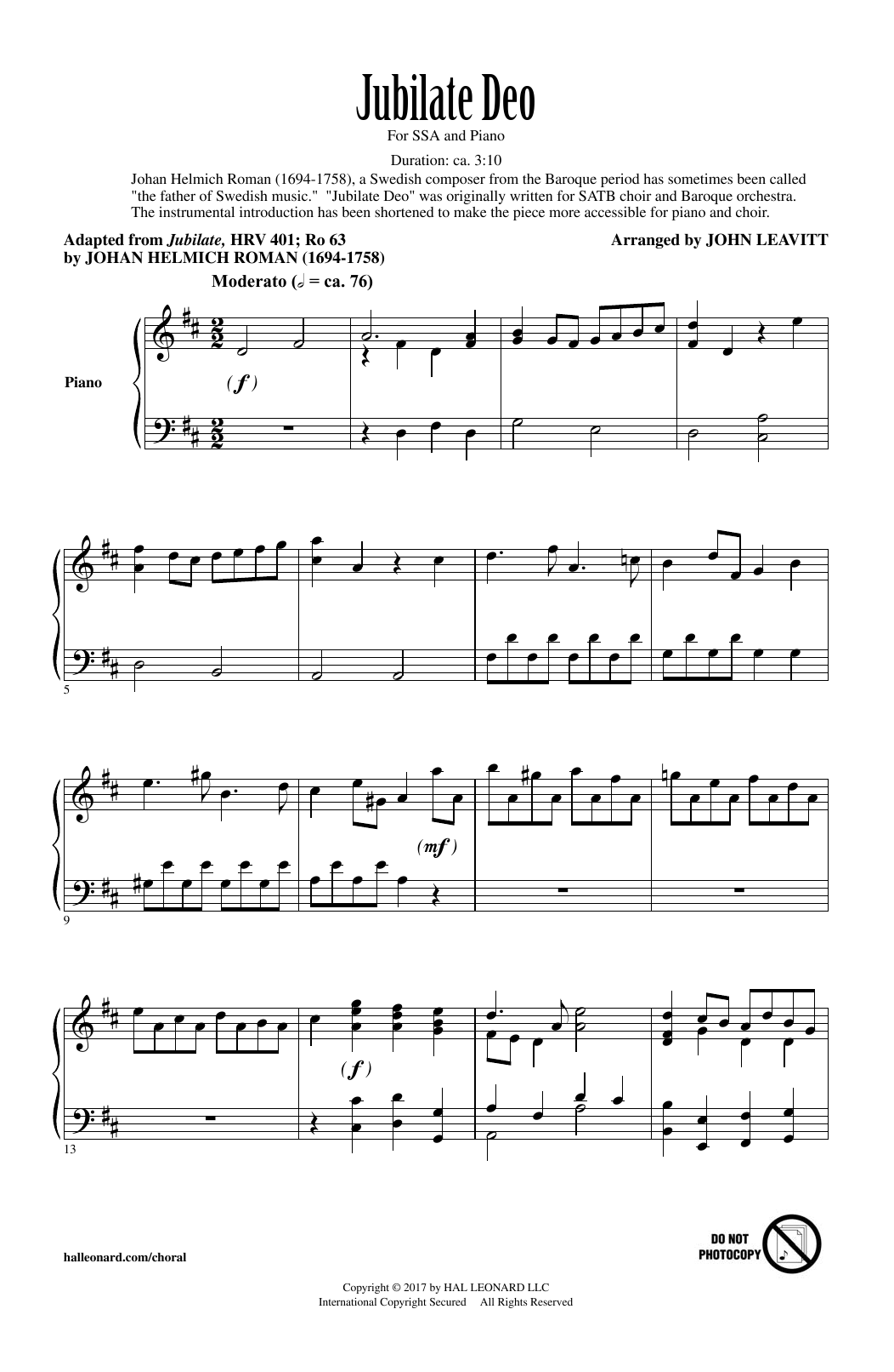 Jubilate Deo (SSA Choir) von John Leavitt