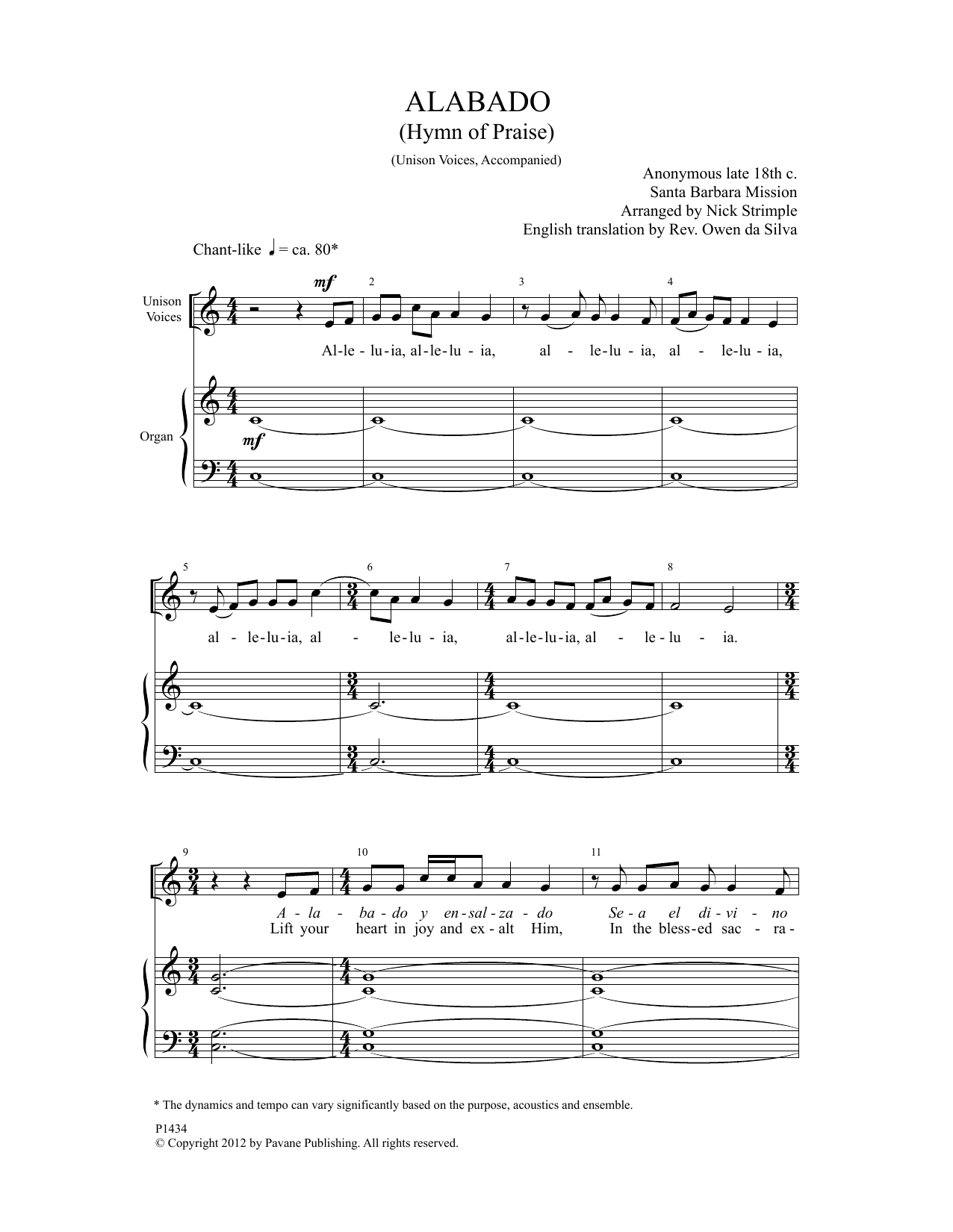 Alabado (Unison Choir) von Nick Strimple