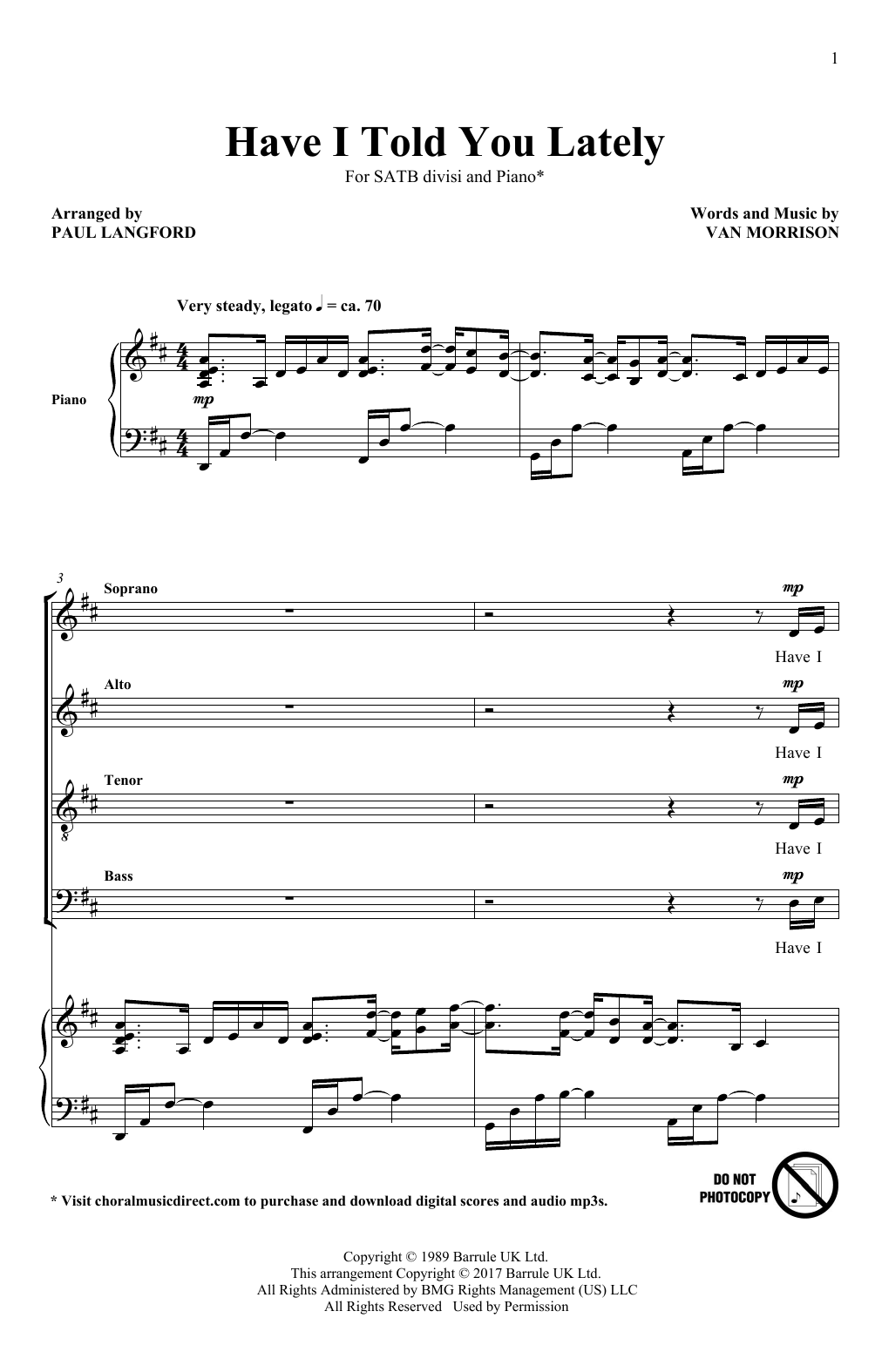Have I Told You Lately (SATB Choir) von Paul Langford