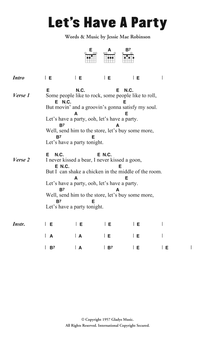 Let's Have A Party (Guitar Chords/Lyrics) von Wanda Jackson