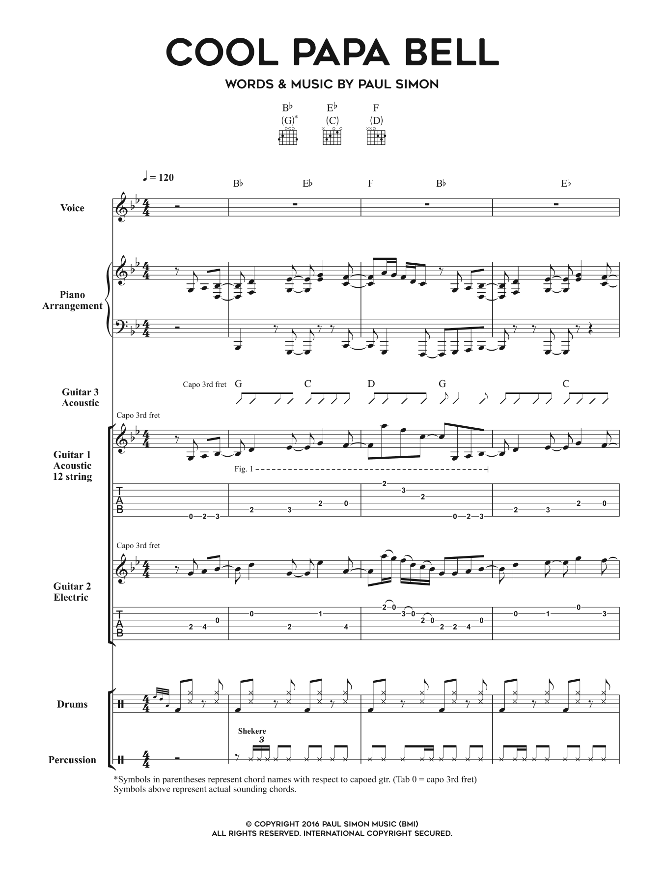 Cool Papa Bell (Piano, Vocal & Guitar Chords) von Paul Simon