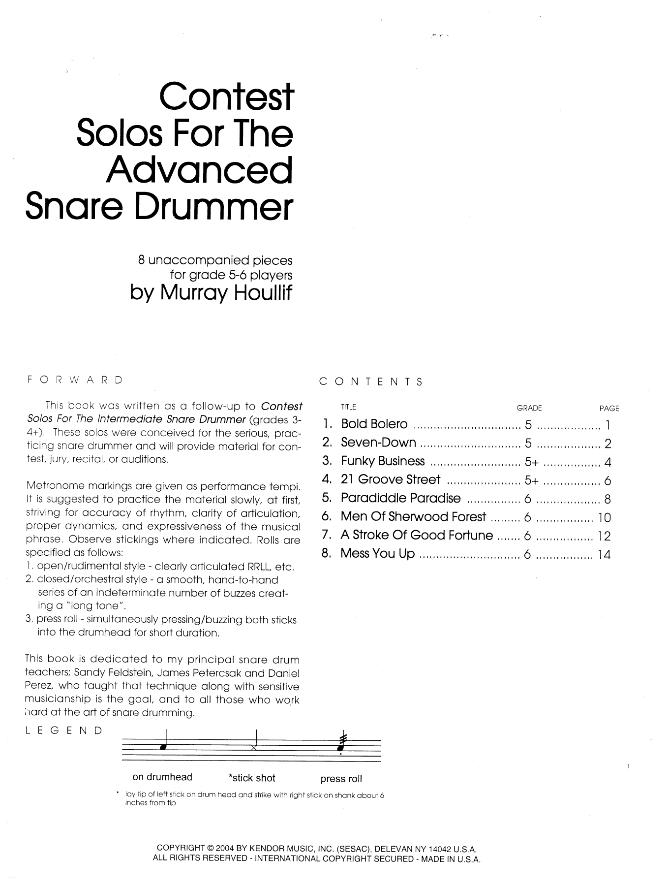 Contest Solos For The Advanced Snare Drummer (Percussion Solo) von Murray Houllif