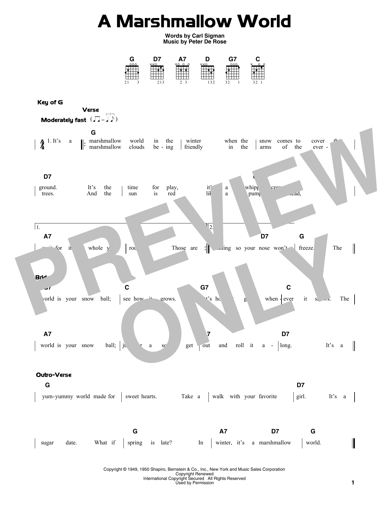 A Marshmallow World (Guitar Lead Sheet) von Peter De Rose