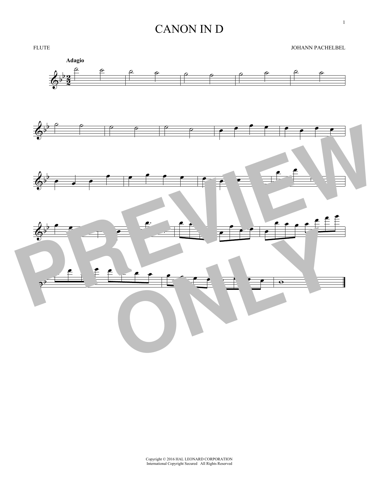 Canon In D (Flute Solo) von Johann Pachelbel
