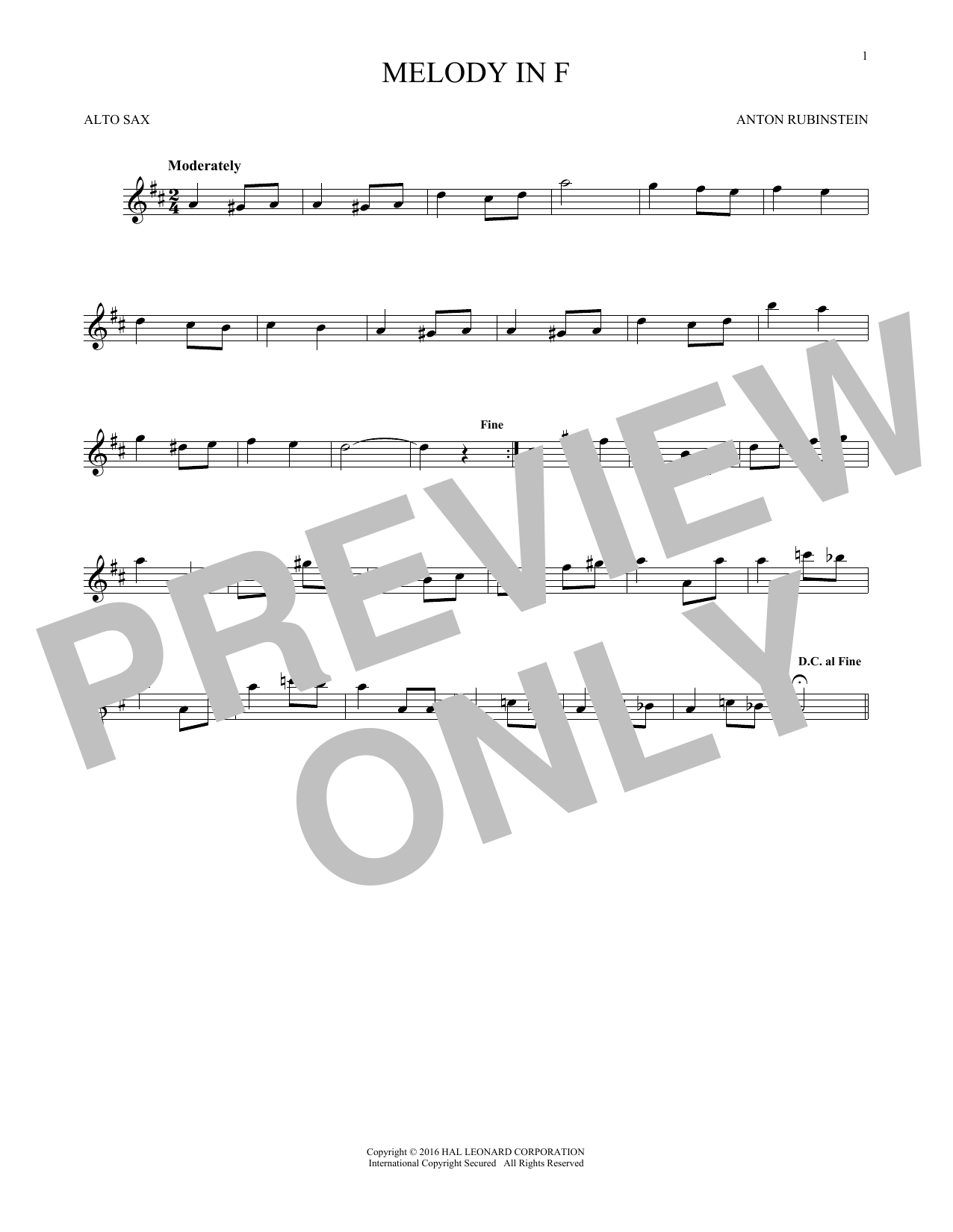 Melody In F (Alto Sax Solo) von Anton Rubinstein