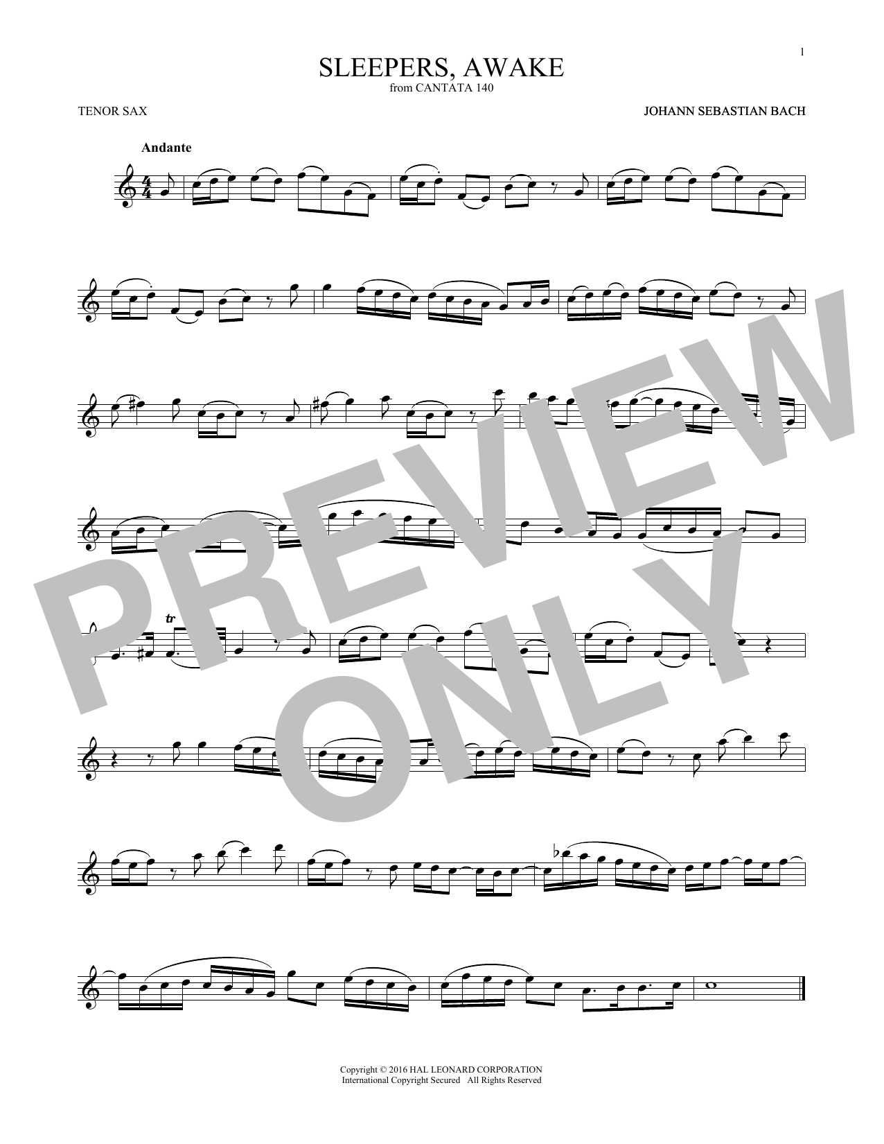 Sleepers, Awake (Wachet Auf) (Tenor Sax Solo) von Johann Sebastian Bach