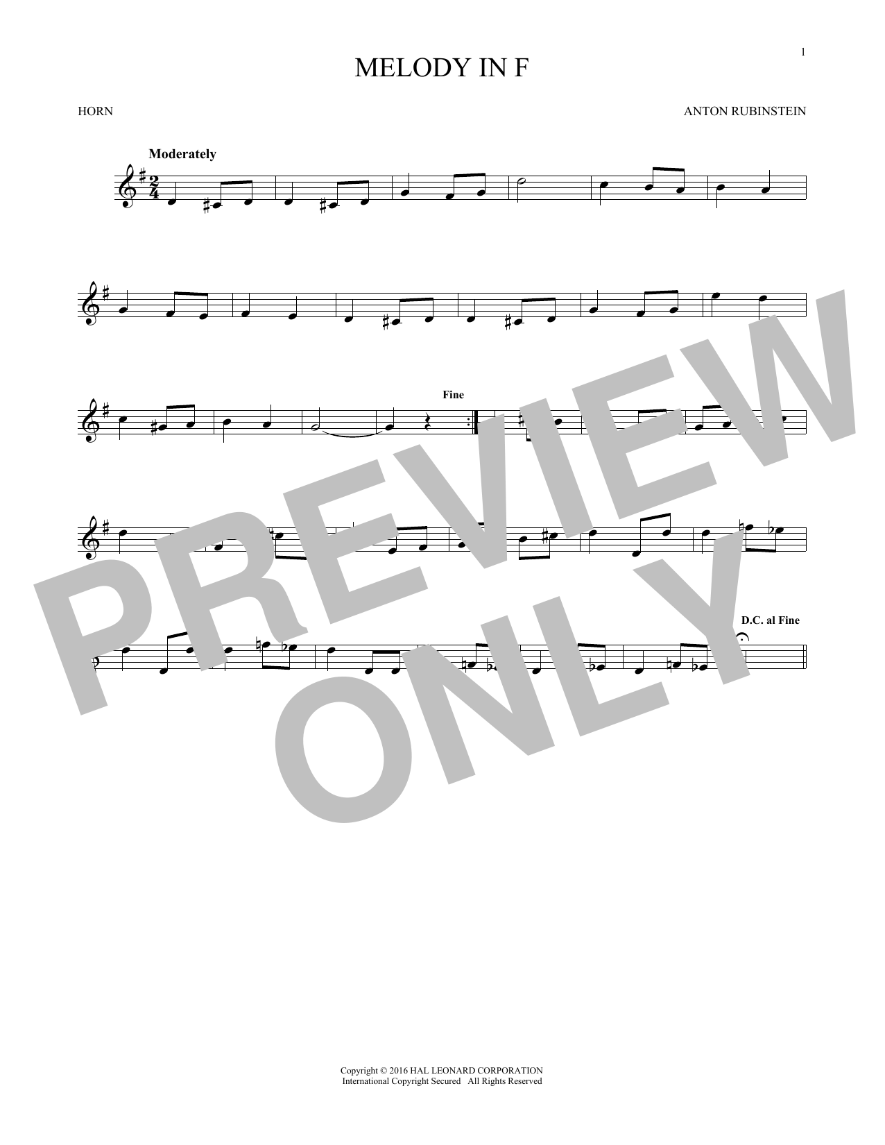 Melody In F (French Horn Solo) von Anton Rubinstein