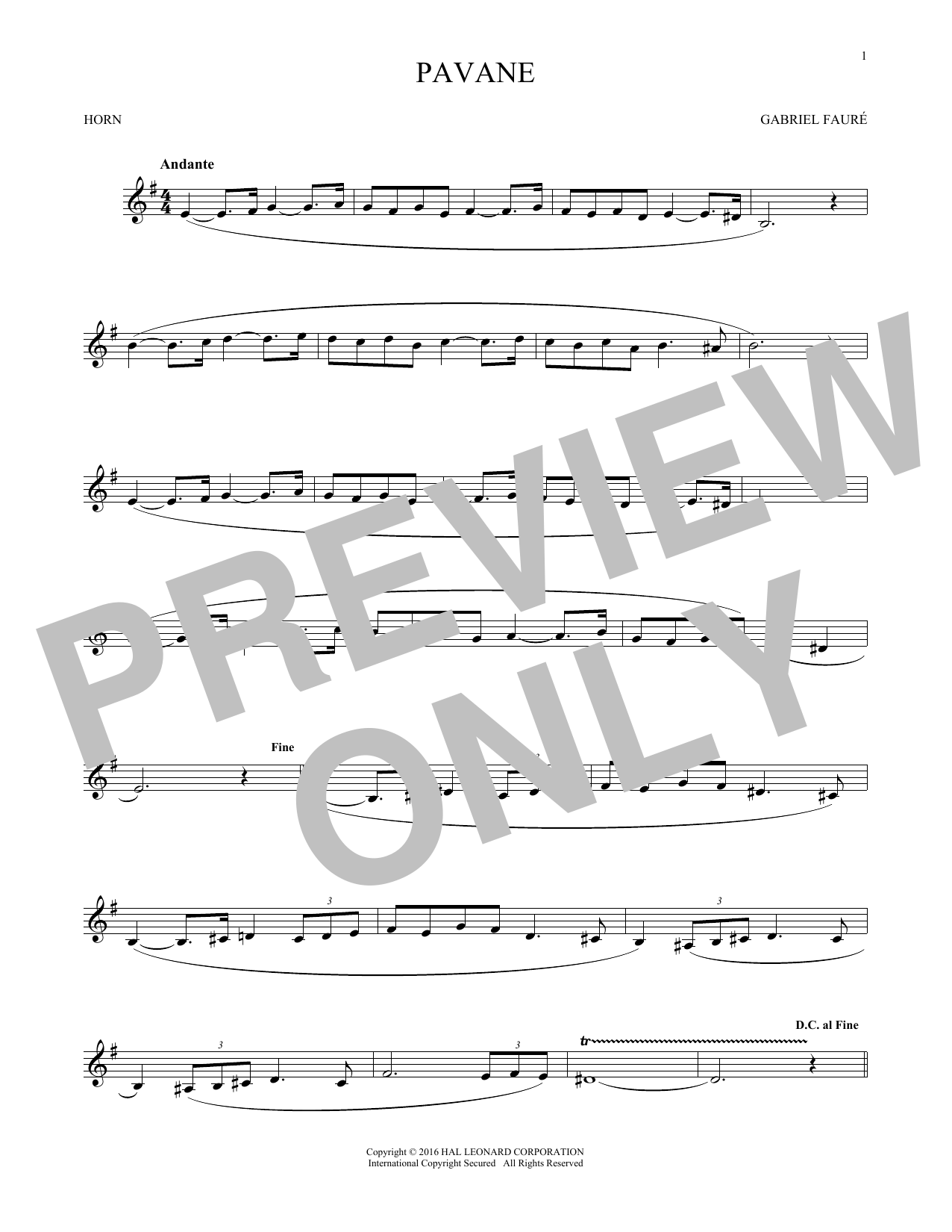 Pavane (French Horn Solo) von Gabriel Faur