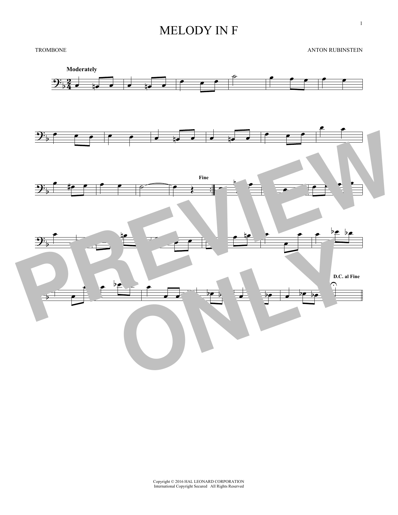 Melody In F (Trombone Solo) von Anton Rubinstein