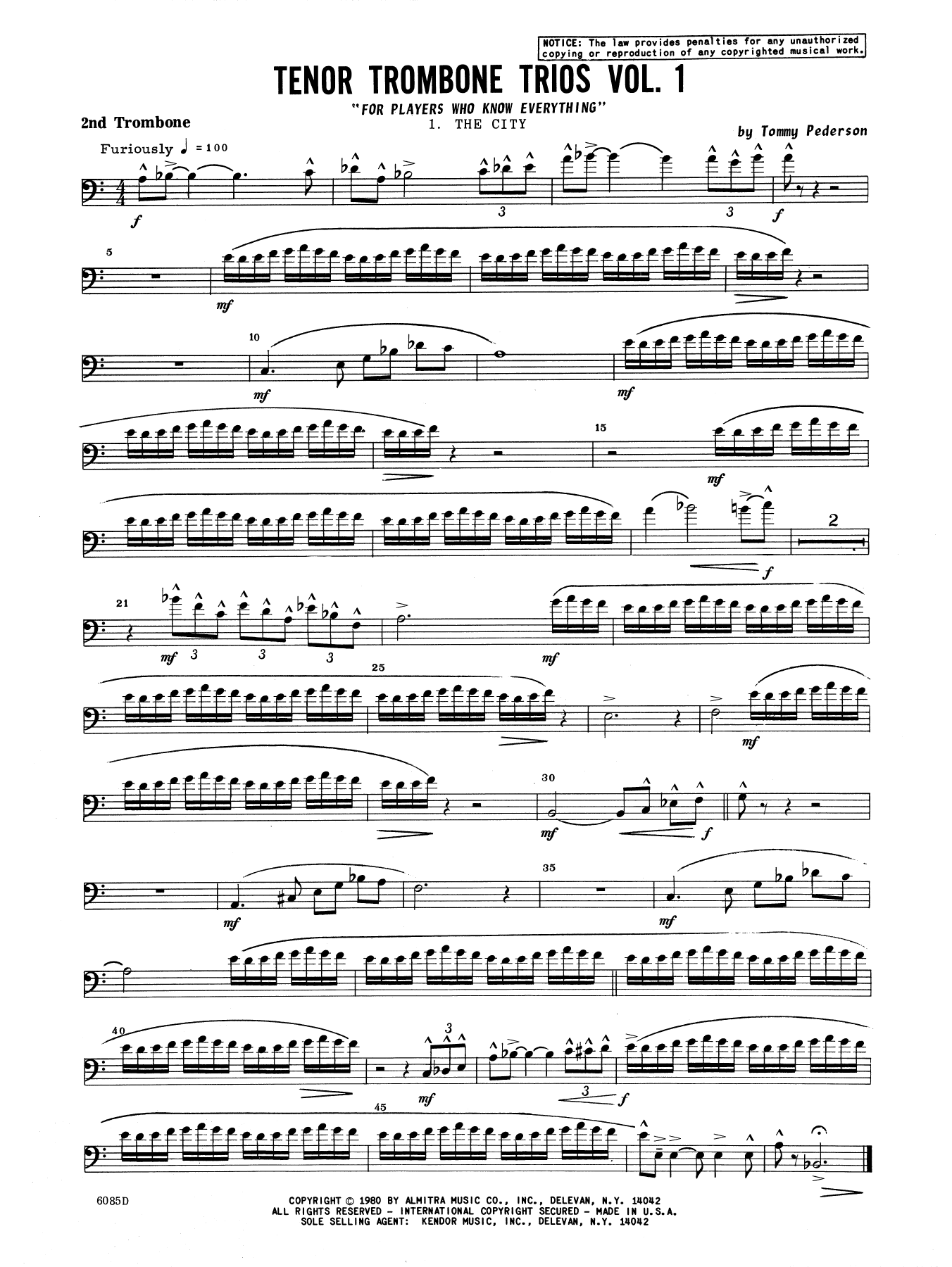 Tenor Trombone Trios, Volume 1 - 2nd Trombone (Brass Ensemble) von Tommy Pederson