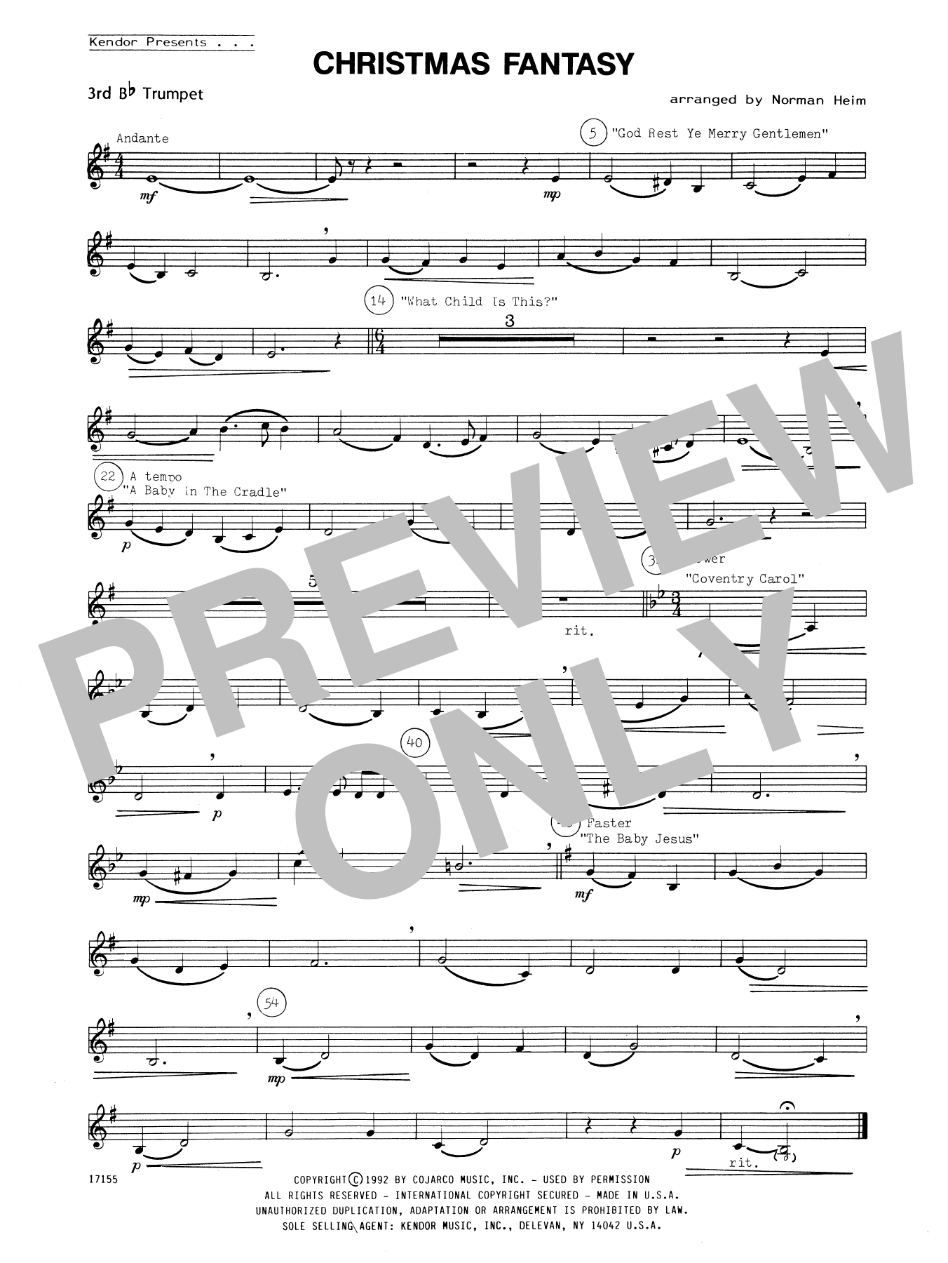Christmas Fantasy - 3rd Bb Trumpet (Brass Ensemble) von Norman Heim