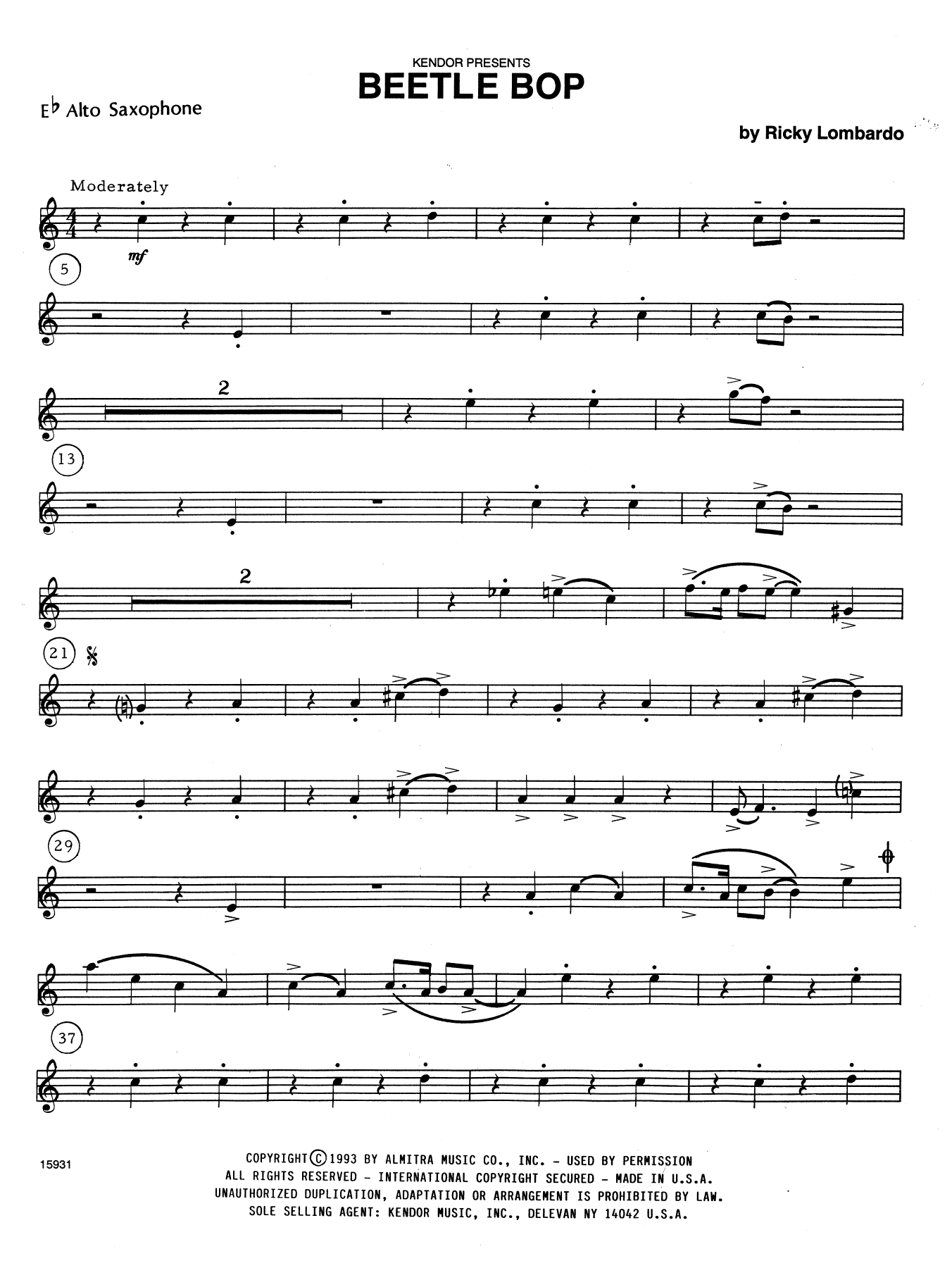 Beetle Bop - 2nd Eb Alto Saxophone (Woodwind Ensemble) von Ricky Lombardo