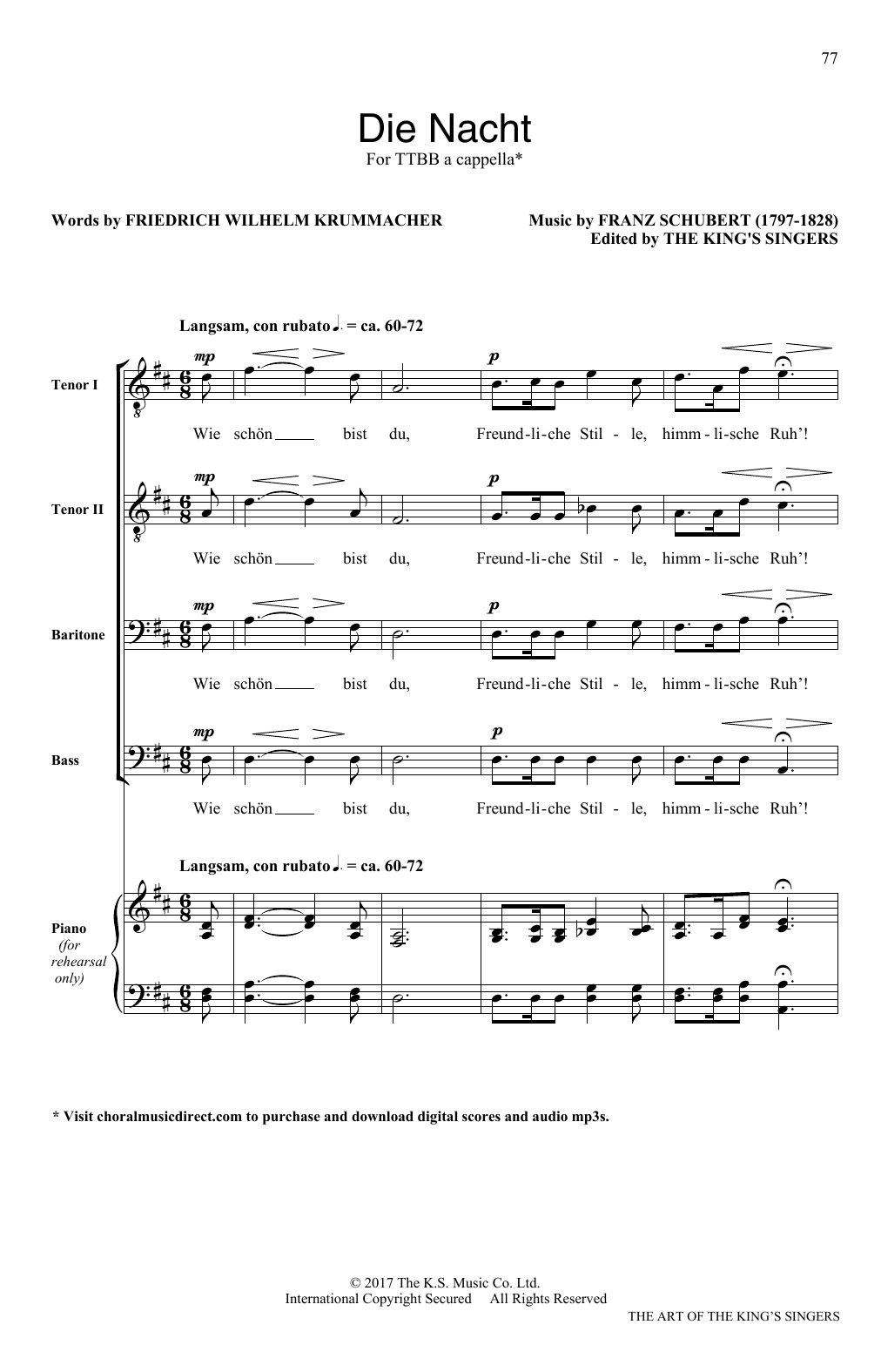 Die Nacht (SATB Choir) von The King's Singers
