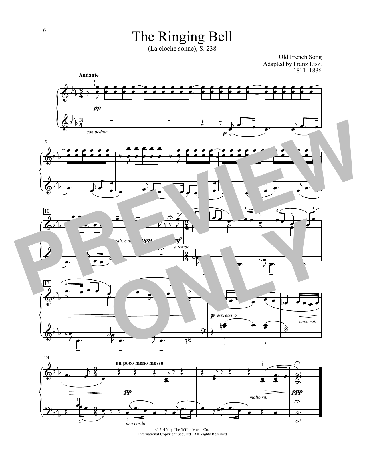 The Ringing Bell (La cloche sonne), S. 238 (Educational Piano) von Franz Liszt (adapt.)