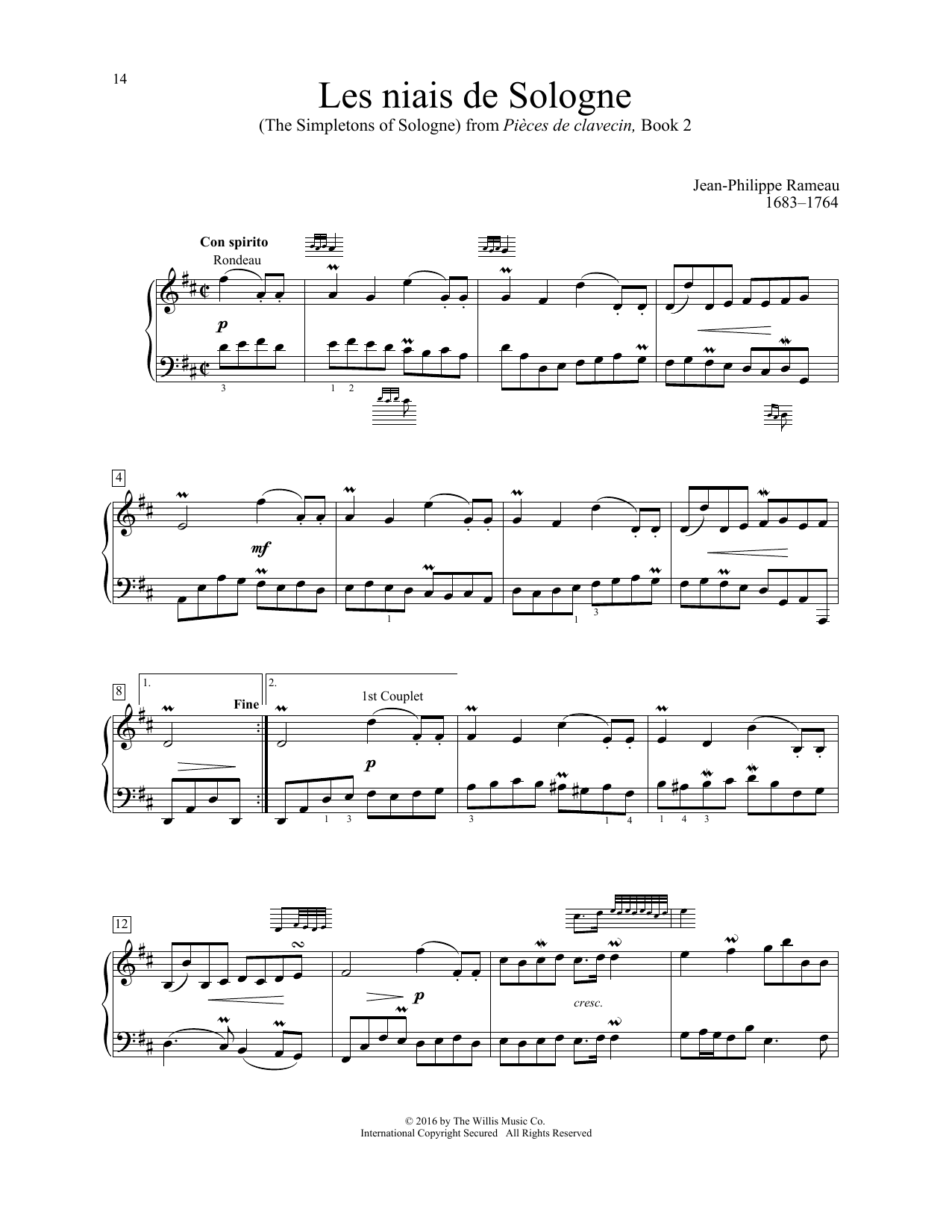 Les niais de Sologne (The Simpletons Of Sologne) (Educational Piano) von Jean-Philippe Rameau